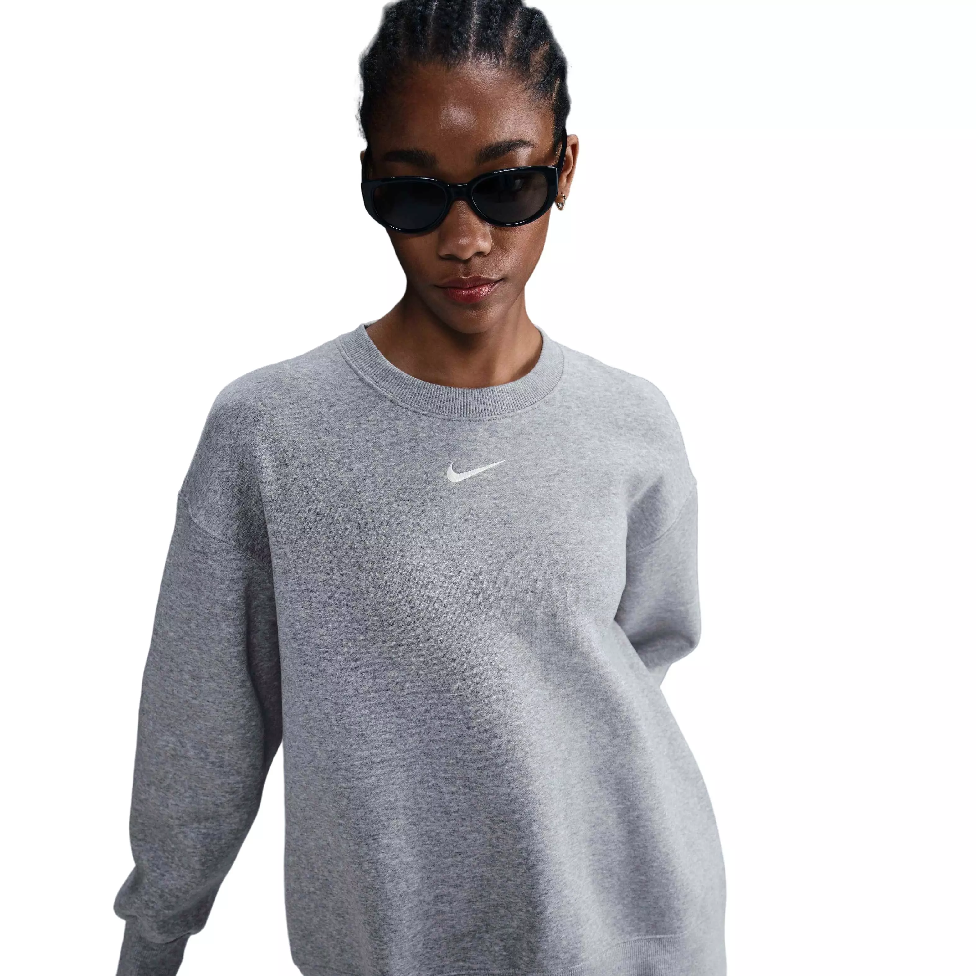 Nike Women's Sportswear Phoenix Fleece Oversized Crew-Neck Sweatshirt - DK GREY