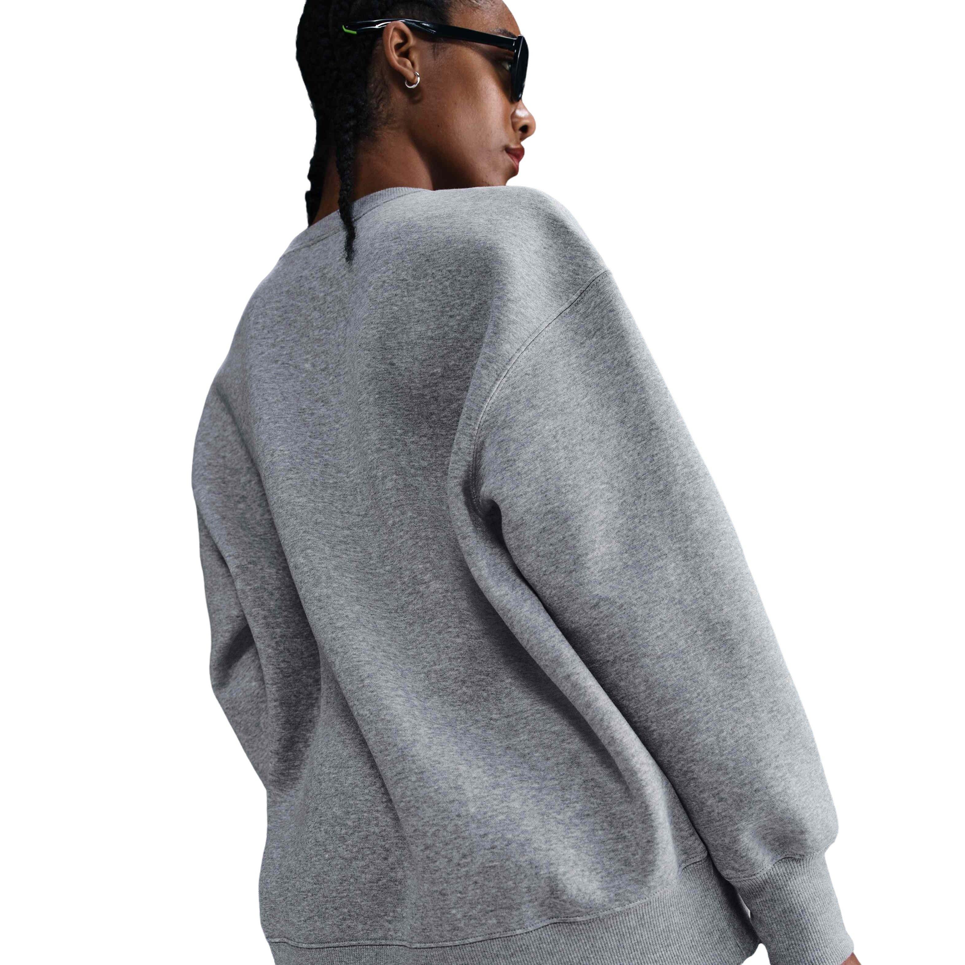 Nike Women's Sportswear Phoenix Fleece Oversized Crew-Neck Sweatshirt - DK GREY Thumbnail View 4