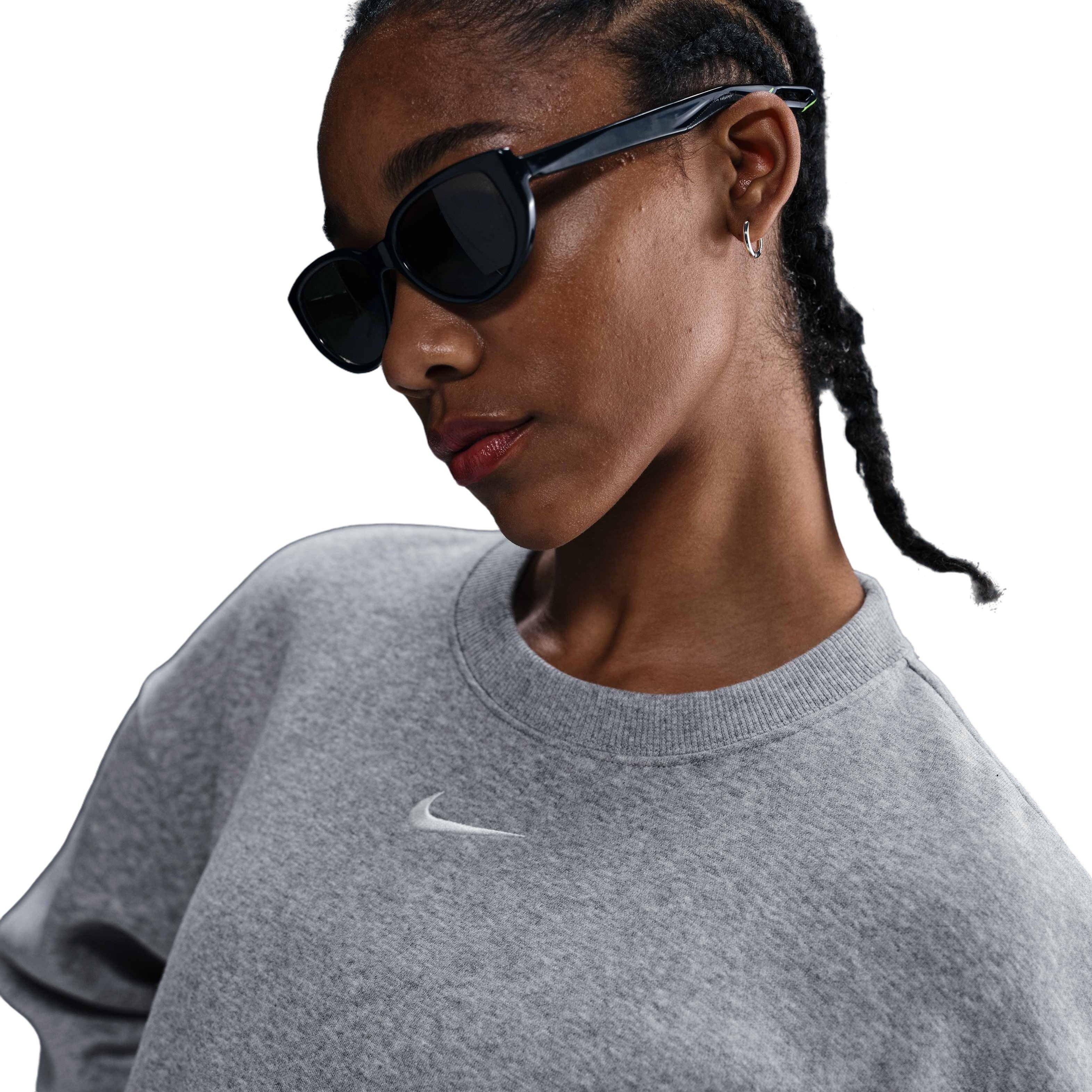 Nike Women's Sportswear Phoenix Fleece Oversized Crew-Neck Sweatshirt - DK GREY Thumbnail View 5