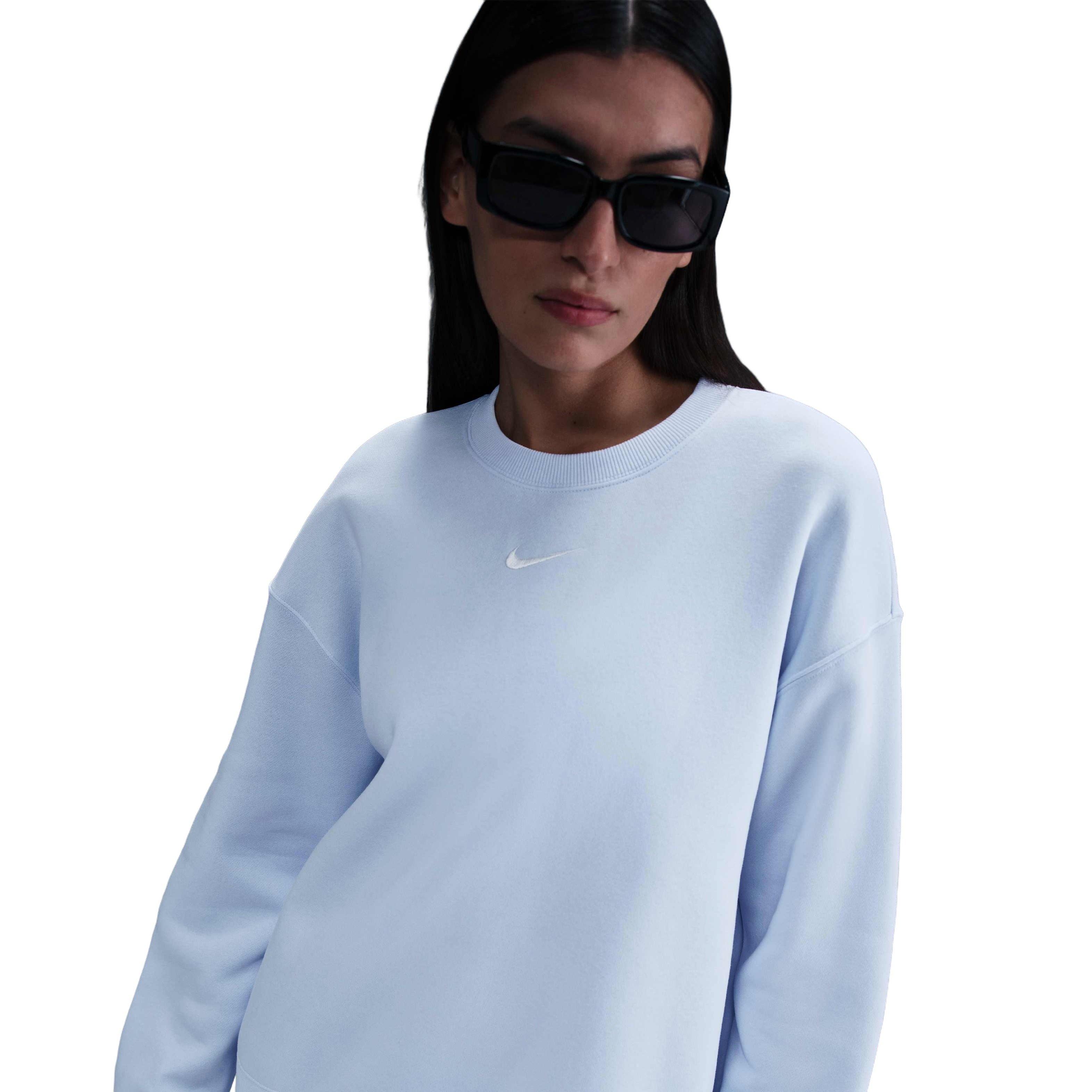 Nike Women's Sportswear Phoenix Fleece Oversized Crew-Neck Sweatshirt - BLUE Thumbnail View 3
