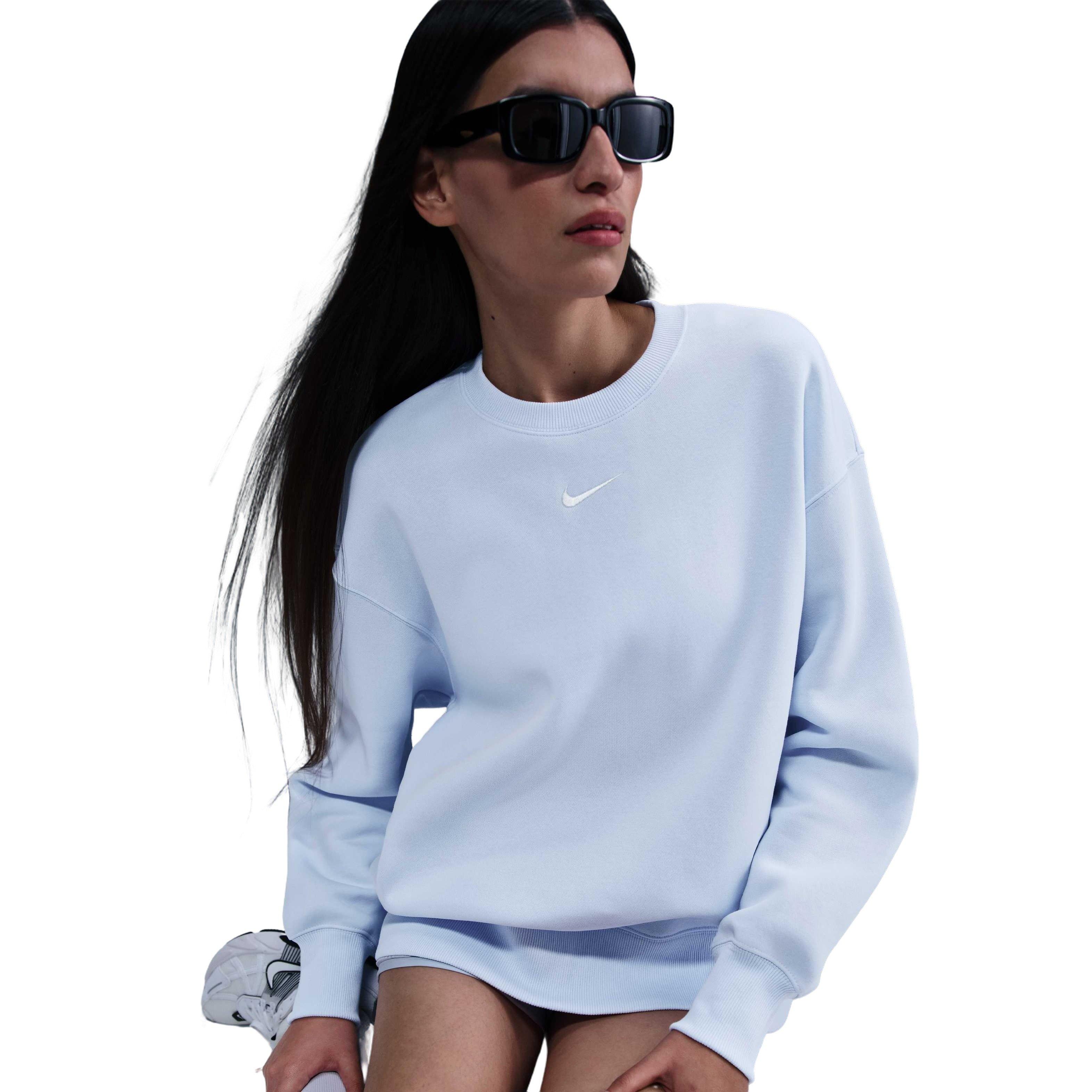 Nike Women's Sportswear Phoenix Fleece Oversized Crew-Neck Sweatshirt - BLUE Thumbnail View 5