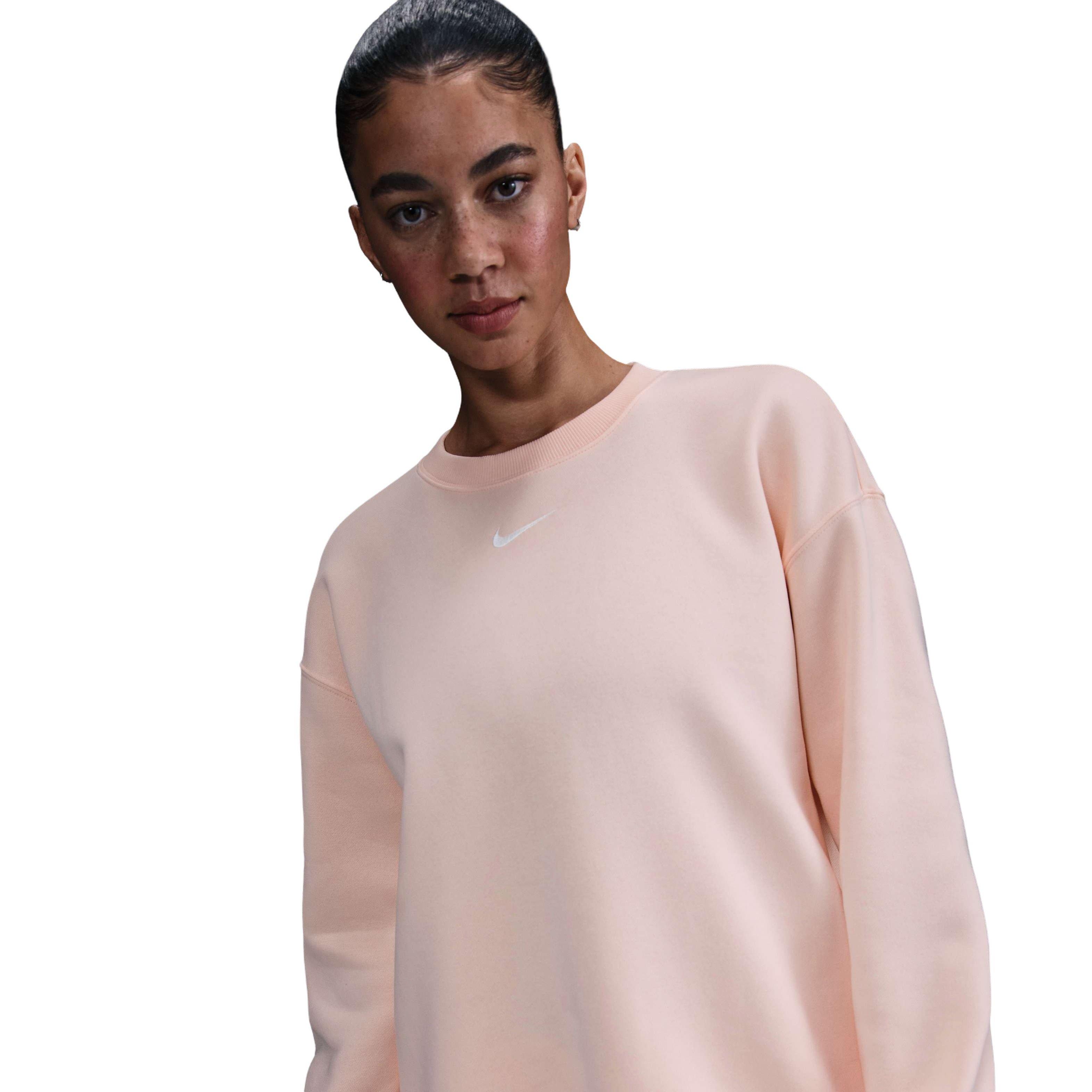 Nike Women's Sportswear Phoenix Fleece Oversized Crew-Neck Sweatshirt - PINK Thumbnail View 3