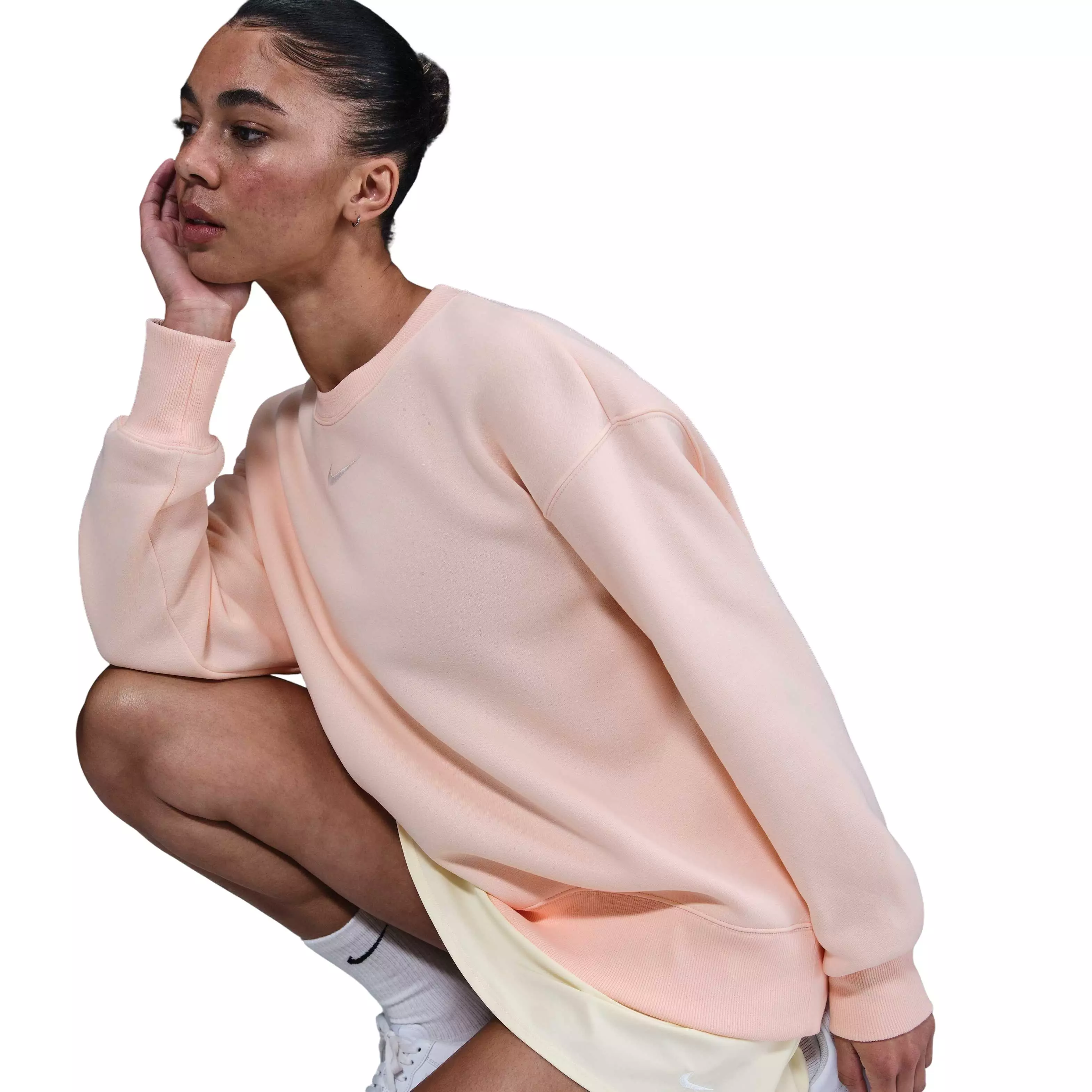 Nike Women's Sportswear Phoenix Fleece Oversized Crew-Neck Sweatshirt - PINK