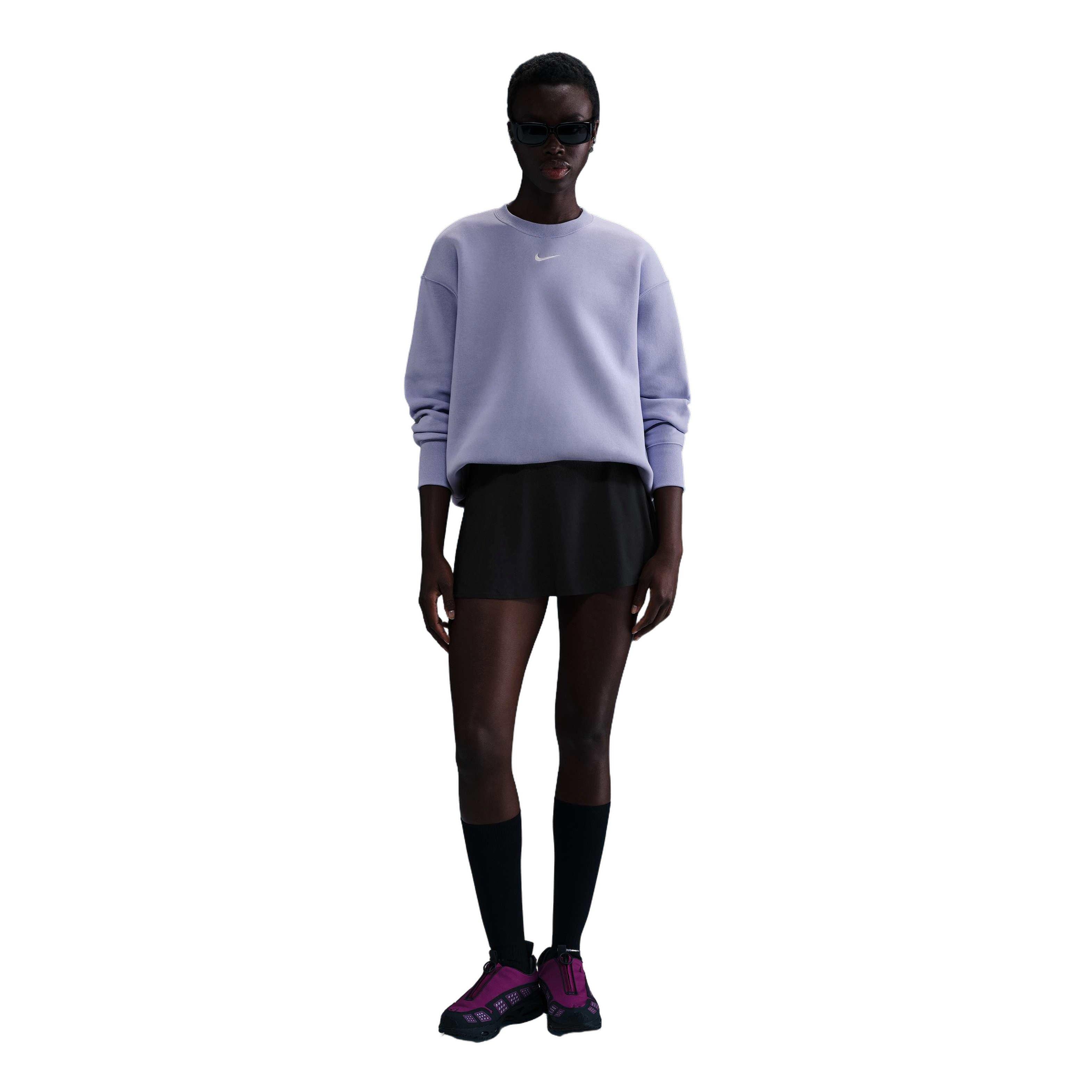 Nike Women's Sportswear Phoenix Fleece Oversized Crew-Neck Sweatshirt - PURPLE Thumbnail View 1
