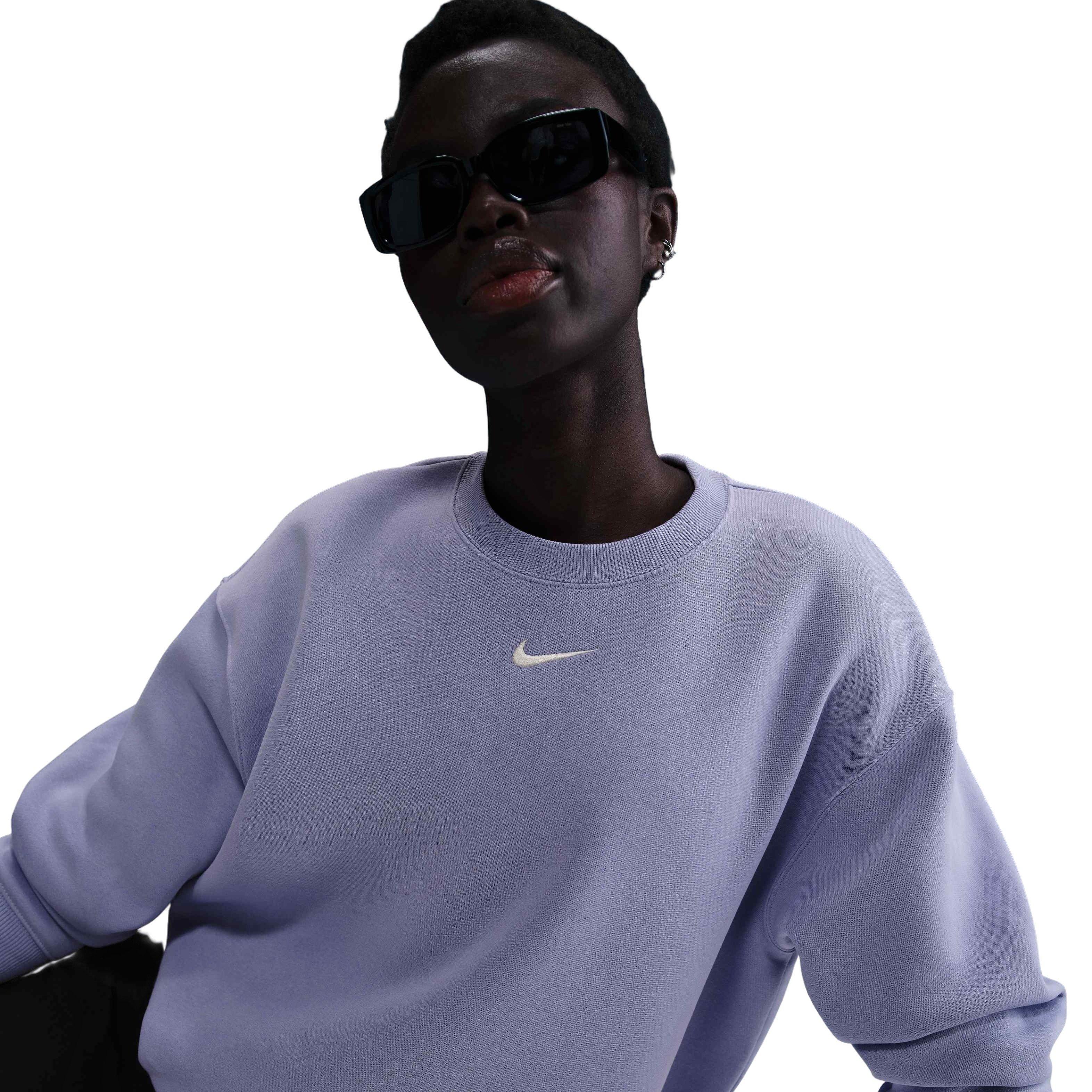 Nike Women's Sportswear Phoenix Fleece Oversized Crew-Neck Sweatshirt - PURPLE Thumbnail View 5