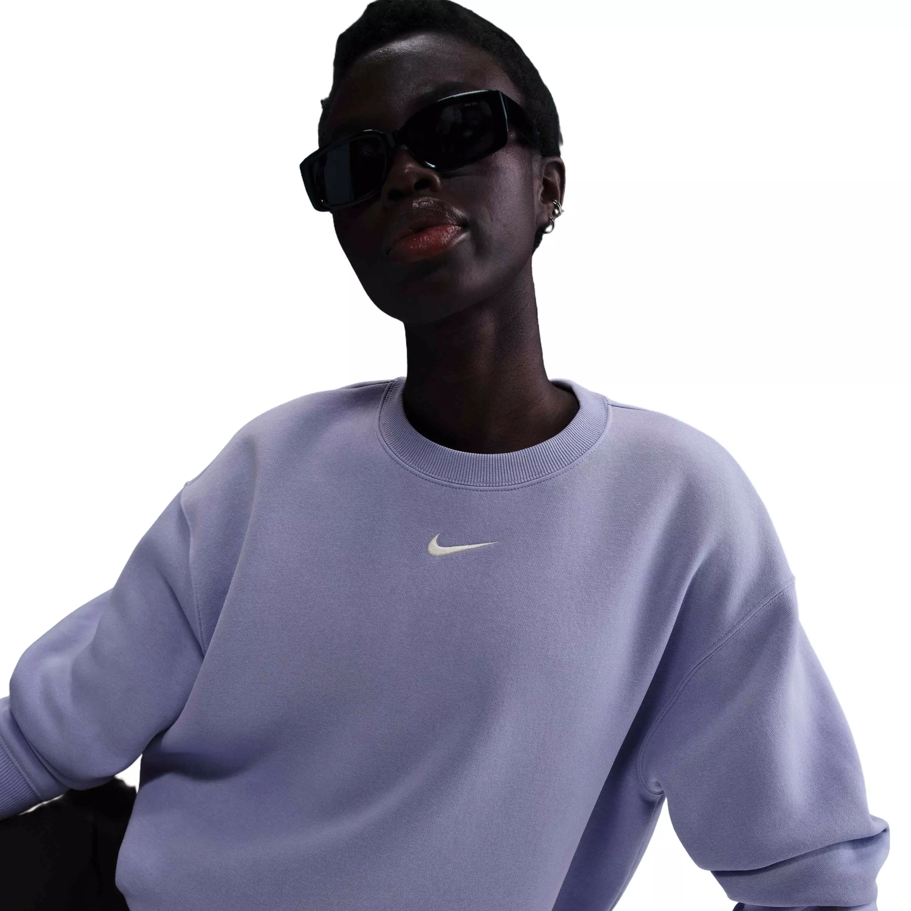 Nike Women's Sportswear Phoenix Fleece Oversized Crew-Neck Sweatshirt - PURPLE