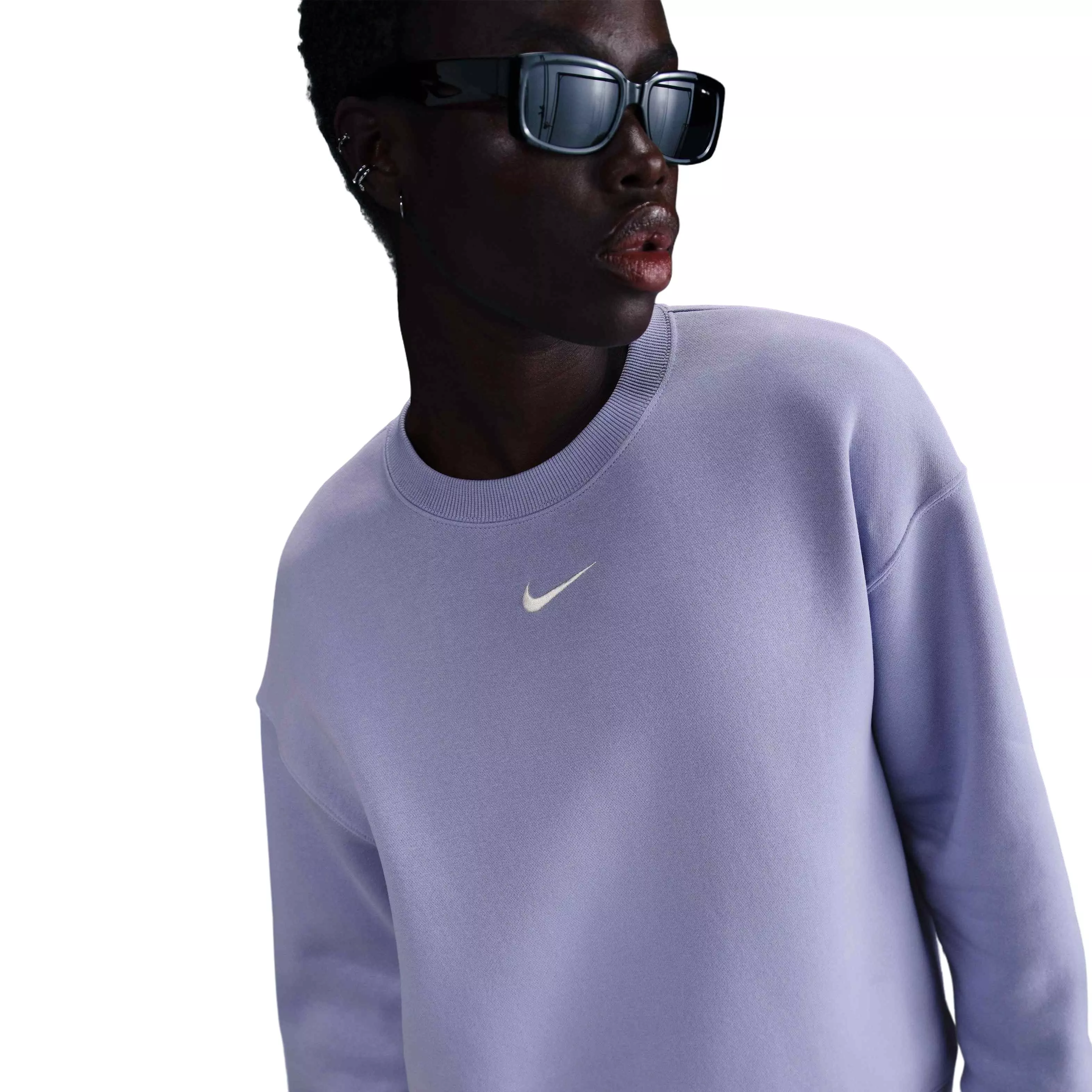 Nike Women's Sportswear Phoenix Fleece Oversized Crew-Neck Sweatshirt - PURPLE