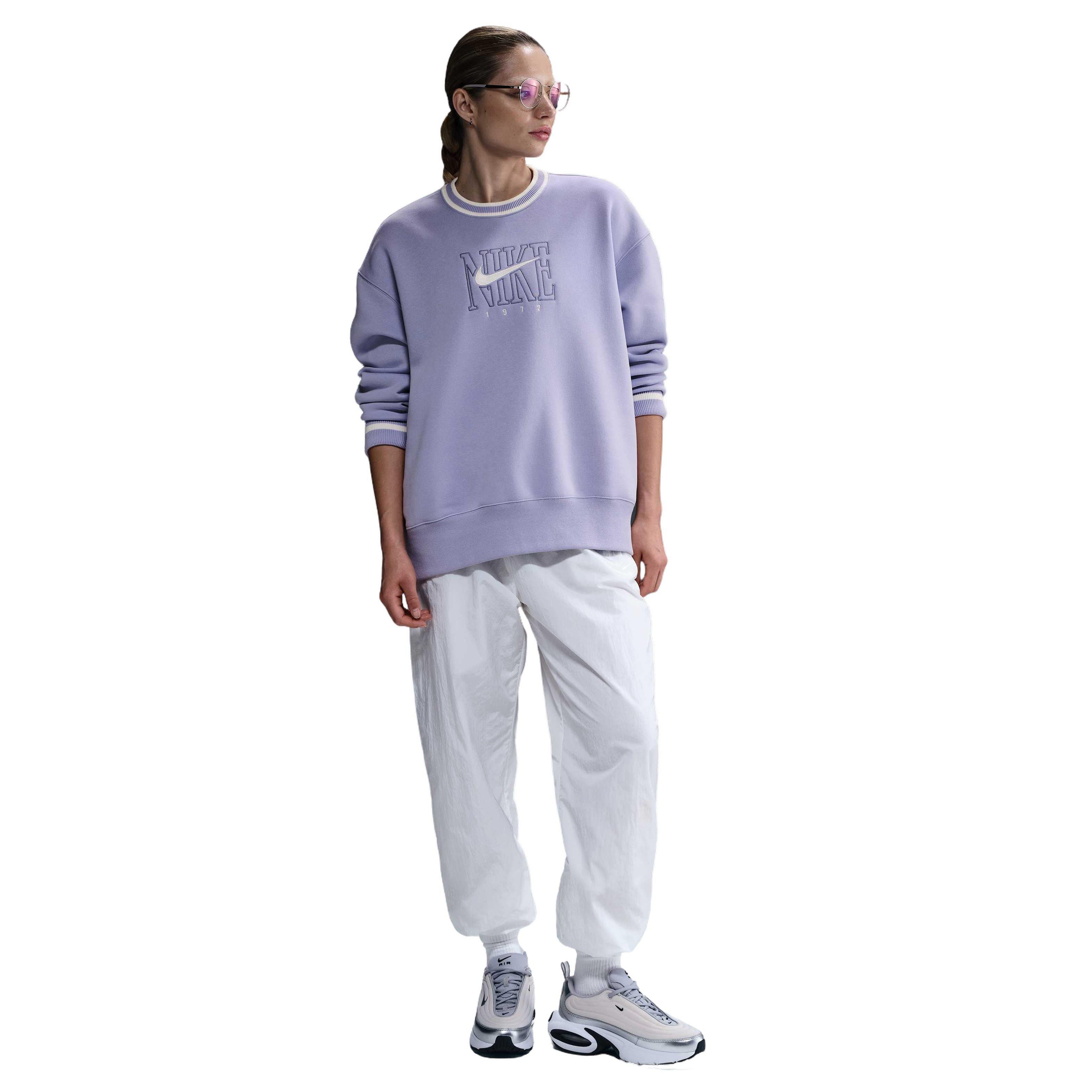 Nike Women's Sportswear Phoenix Fleece Graphic Oversized Crew-Neck Sweatshirt -Purple - PURPLE Thumbnail View 1