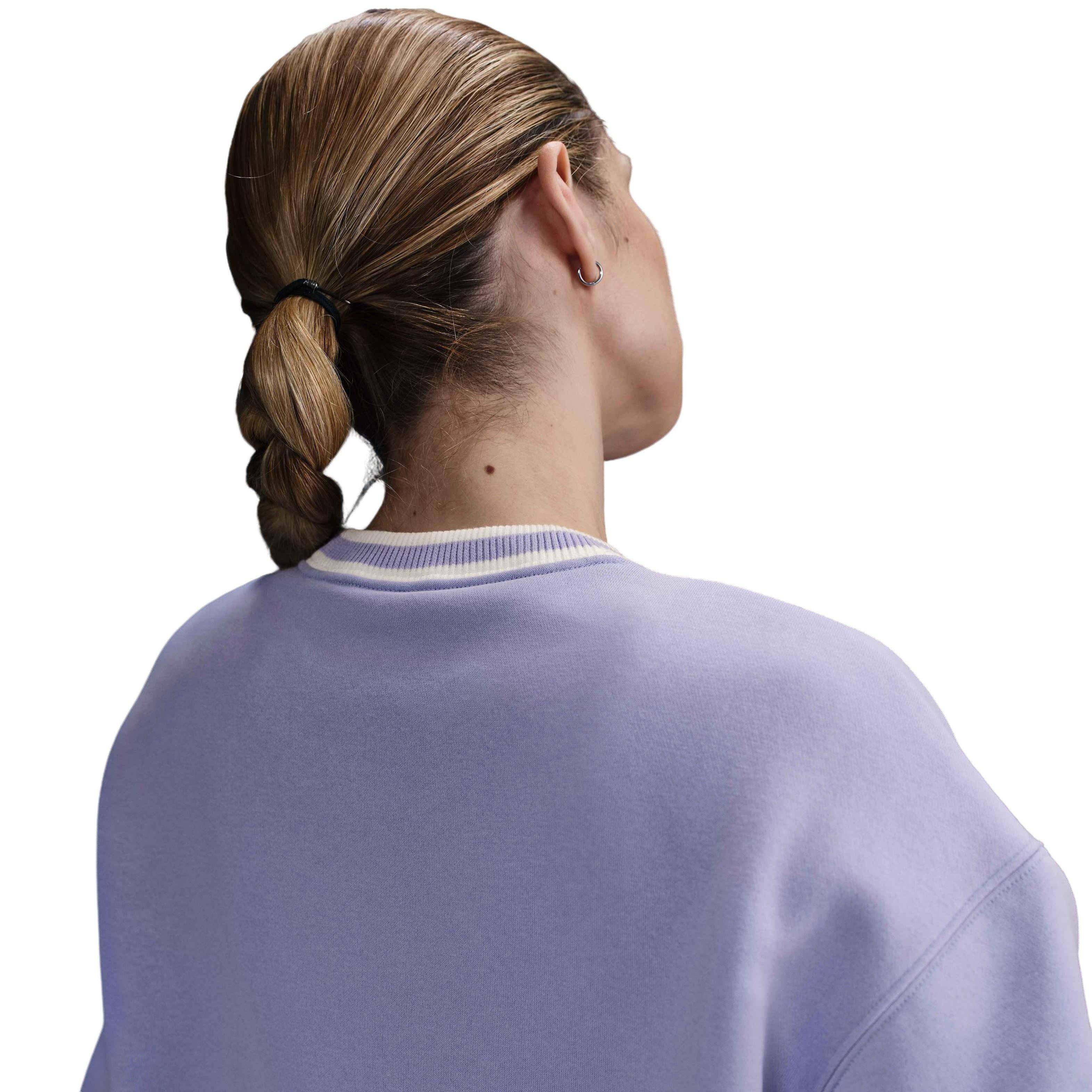 Nike Women's Sportswear Phoenix Fleece Graphic Oversized Crew-Neck Sweatshirt -Purple - PURPLE Thumbnail View 4