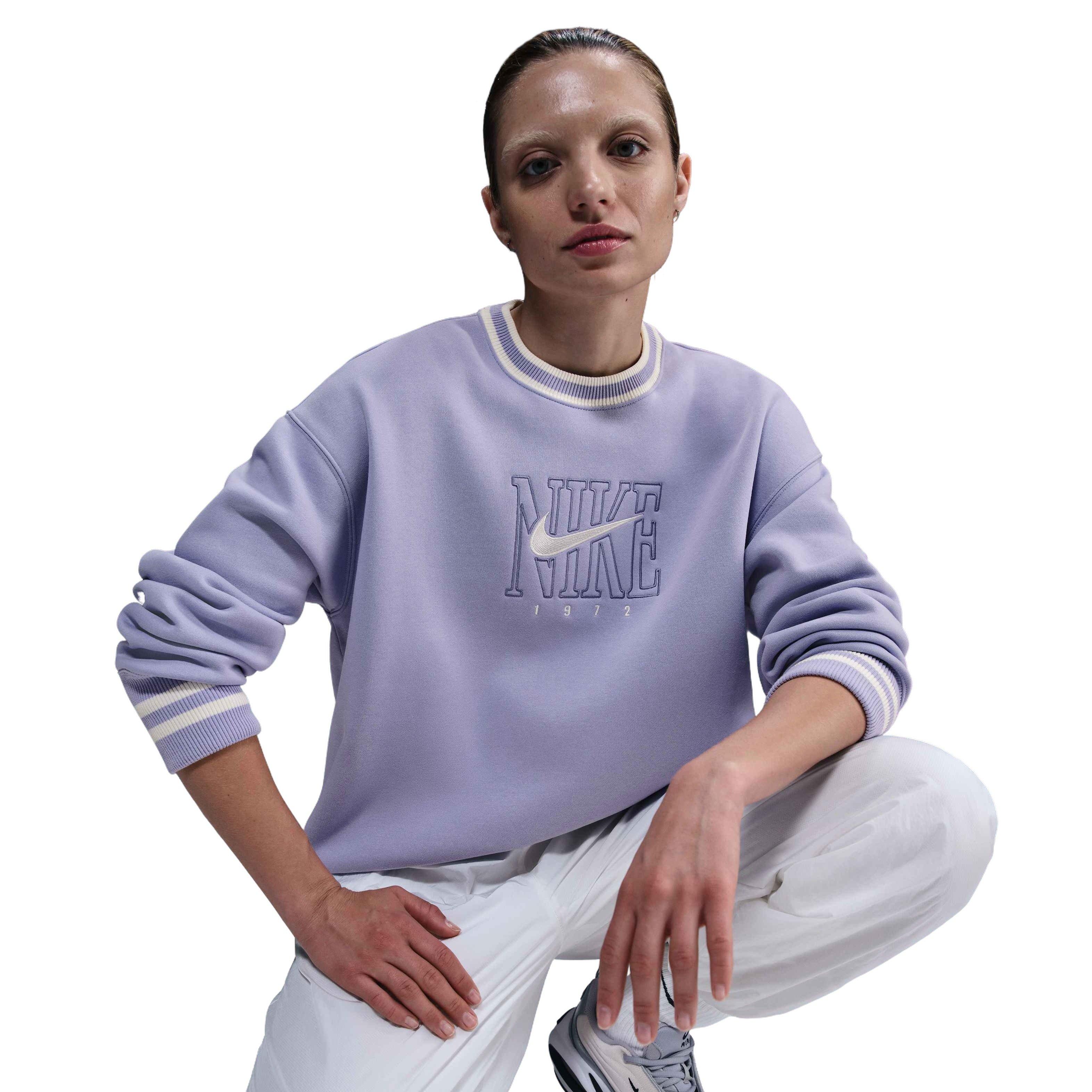 Nike Women's Sportswear Phoenix Fleece Graphic Oversized Crew-Neck Sweatshirt -Purple - PURPLE Thumbnail View 5