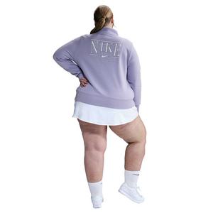 Nike Women's Sportswear Club Fleece Mock-Neck Quarter-Zip Graphic Top -Purple