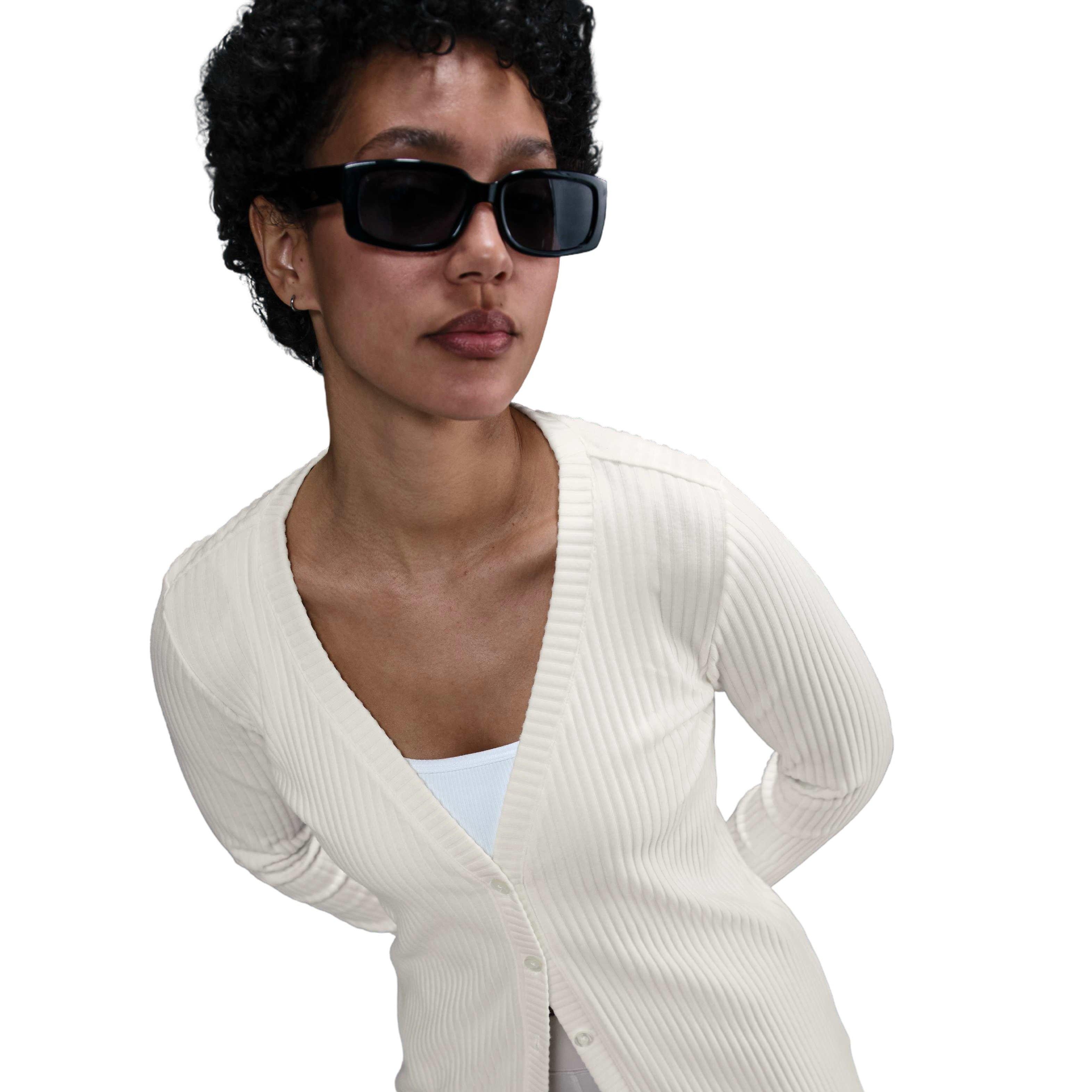 Nike Women's Sportswear Chill Knit Rib Cardigan -Sail - SAIL Thumbnail View 3