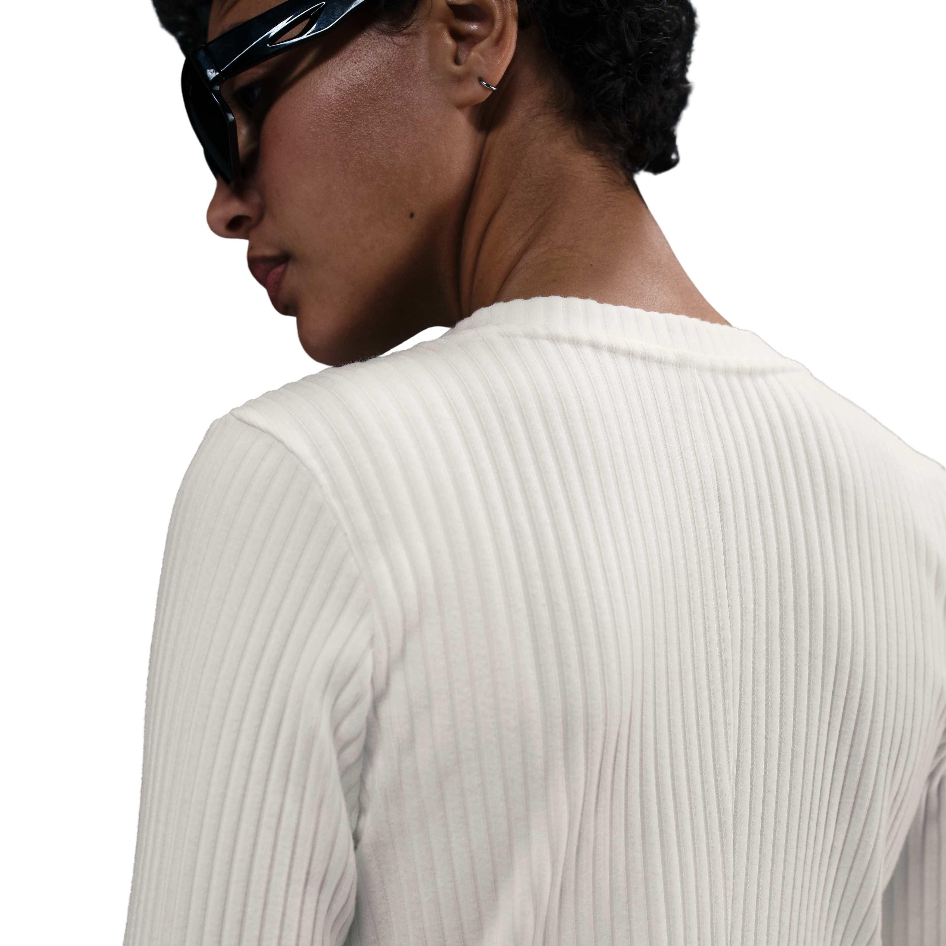 Nike Women's Sportswear Chill Knit Rib Cardigan -Sail - SAIL Thumbnail View 4