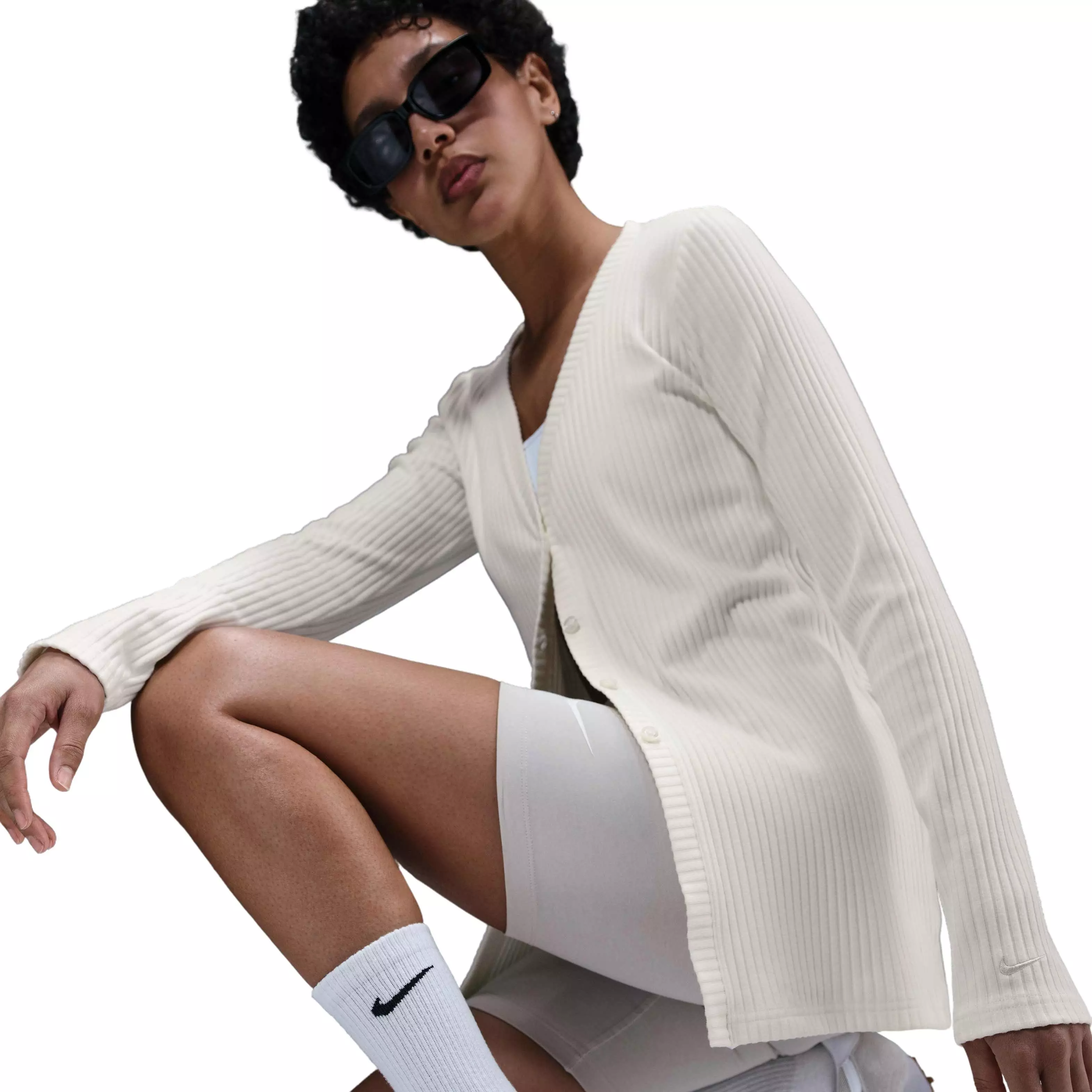 Nike Women's Sportswear Chill Knit Rib Cardigan -Sail - SAIL