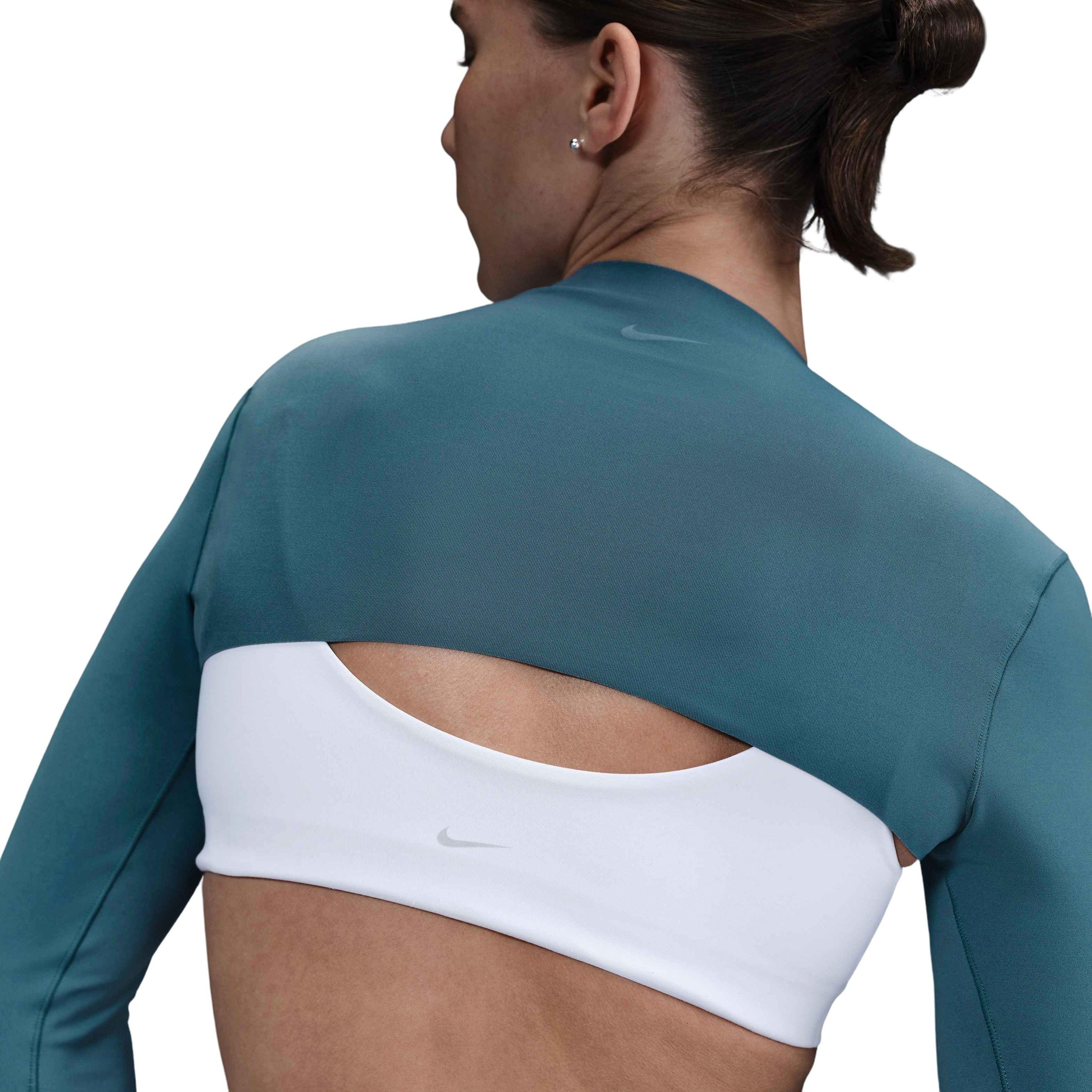 Nike Women's Zenvy Dri-FIT Long-Sleeve Shrug Top -Blue - BLUE Thumbnail View 2