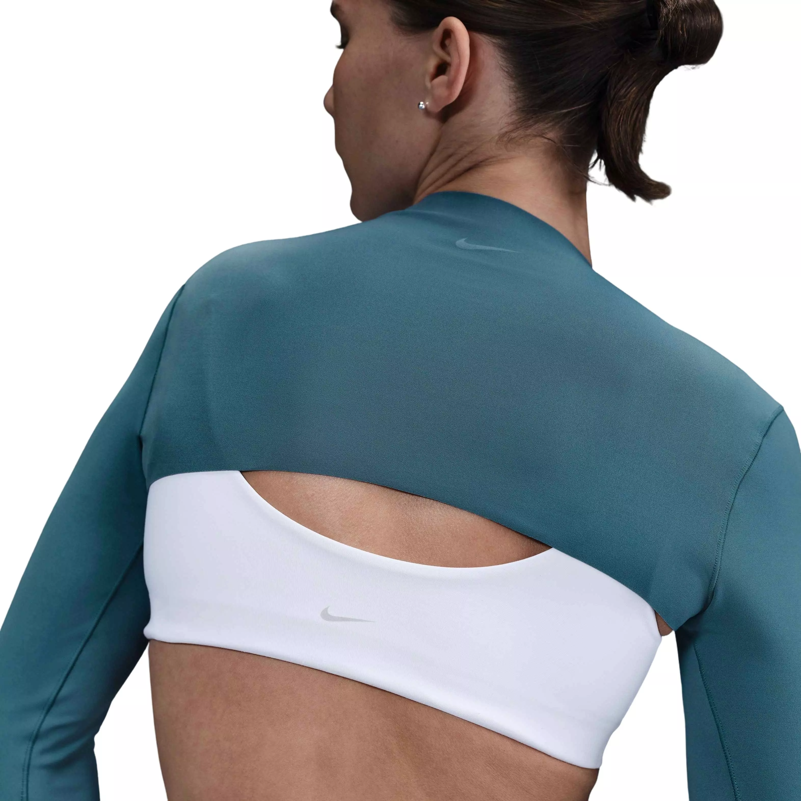 Nike Women's Zenvy Dri-FIT Long-Sleeve Shrug Top -Blue - BLUE