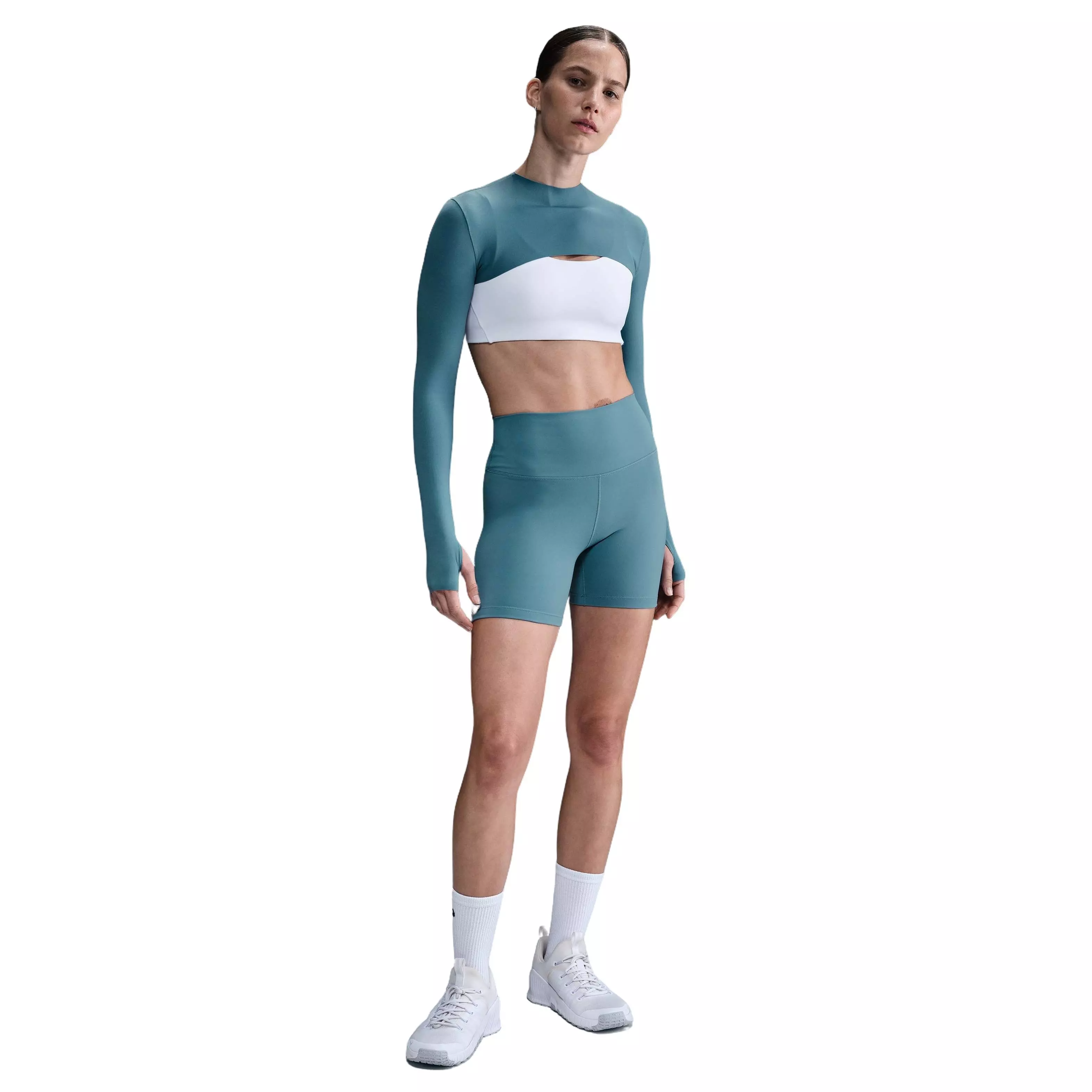 Nike Women's Zenvy Dri-FIT Long-Sleeve Shrug Top -Blue - BLUE