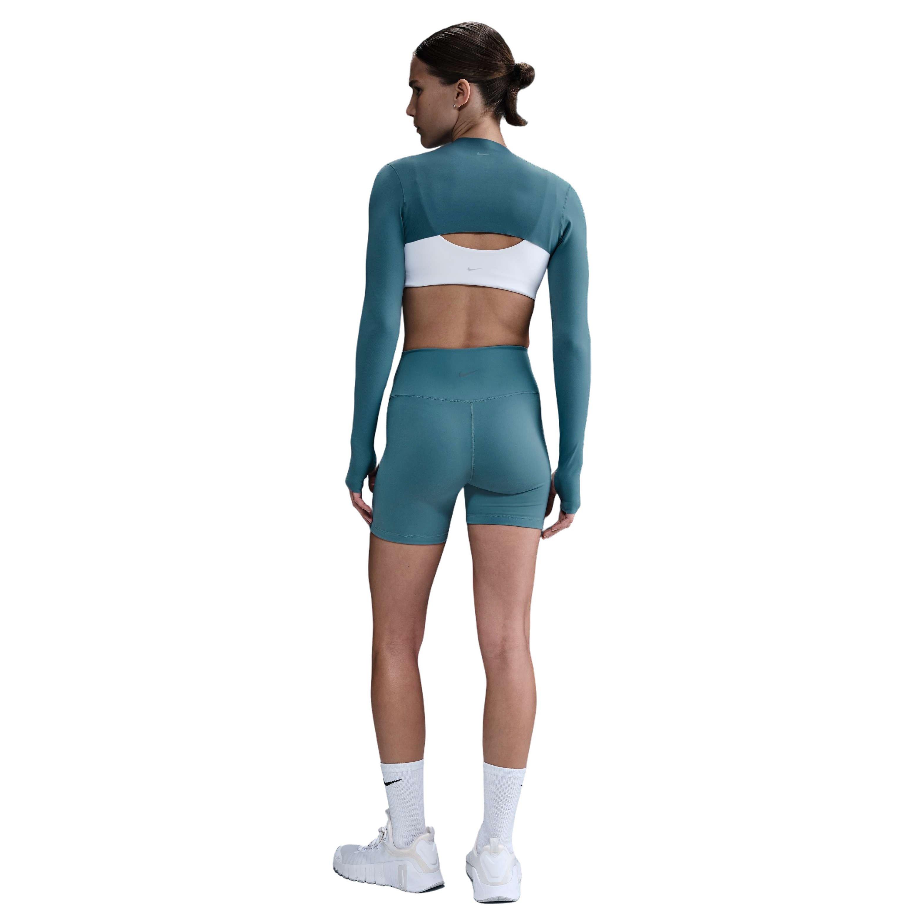 Nike Women's Zenvy Dri-FIT Long-Sleeve Shrug Top -Blue - BLUE Thumbnail View 5