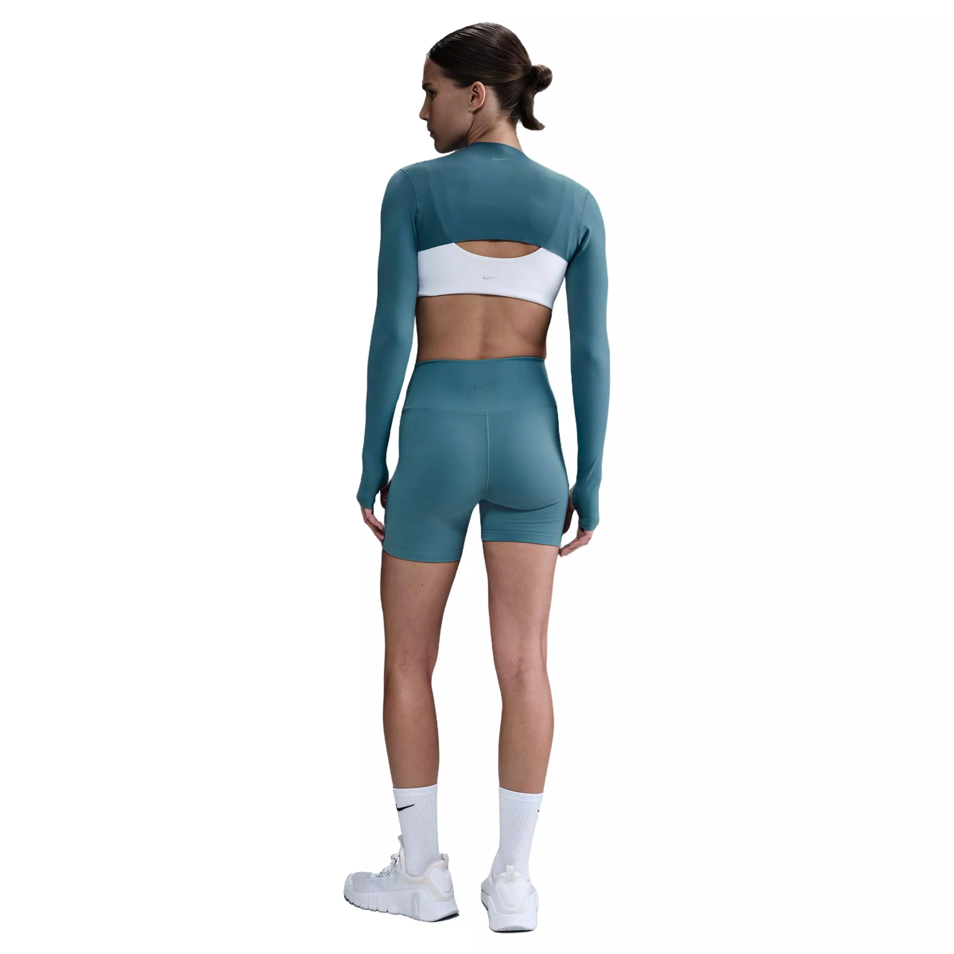 Nike Women's Zenvy Dri-FIT Long-Sleeve Shrug Top -Blue - BLUE