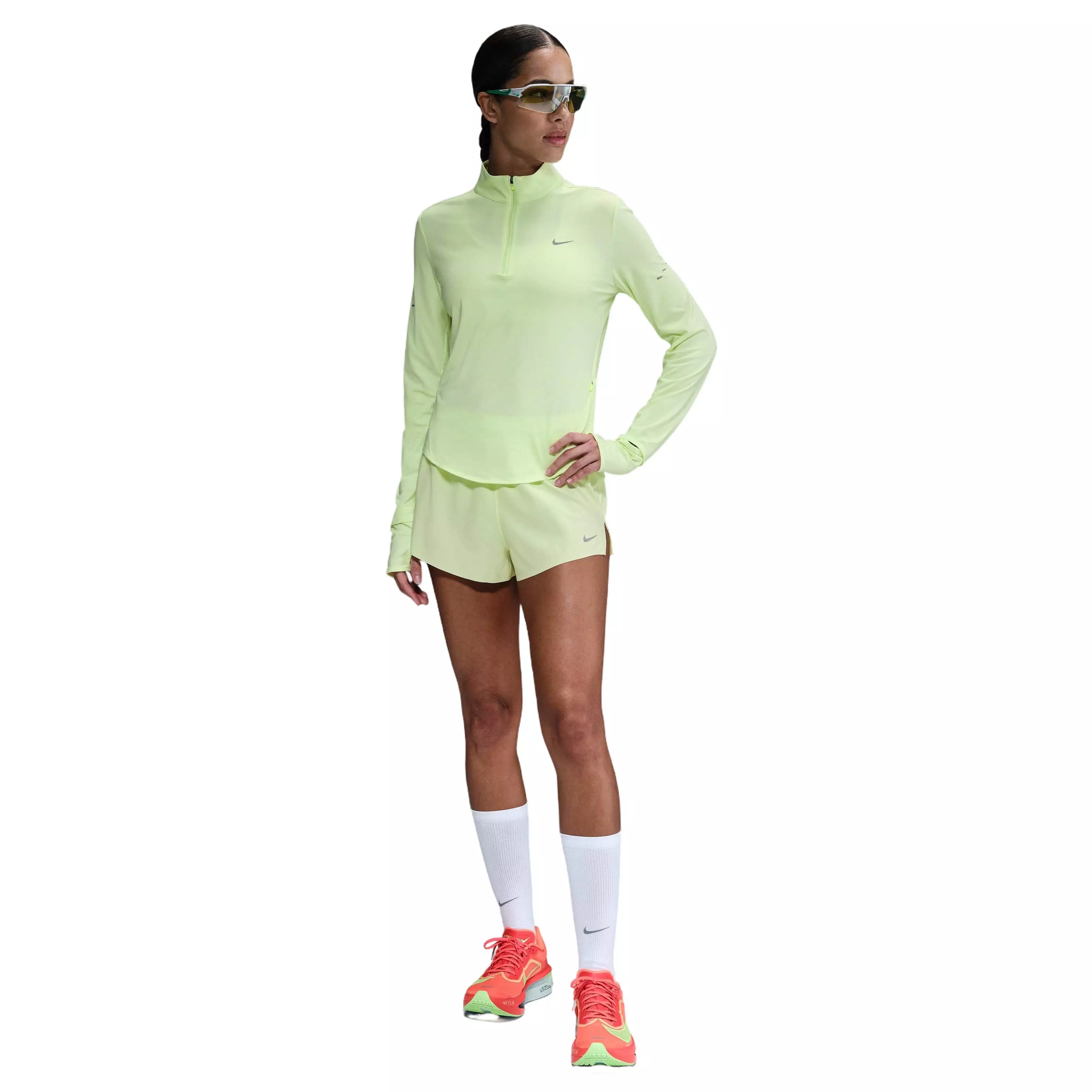 Nike Women's Swift Dri-FIT UV 1/4-Zip Running Top - YELLOW