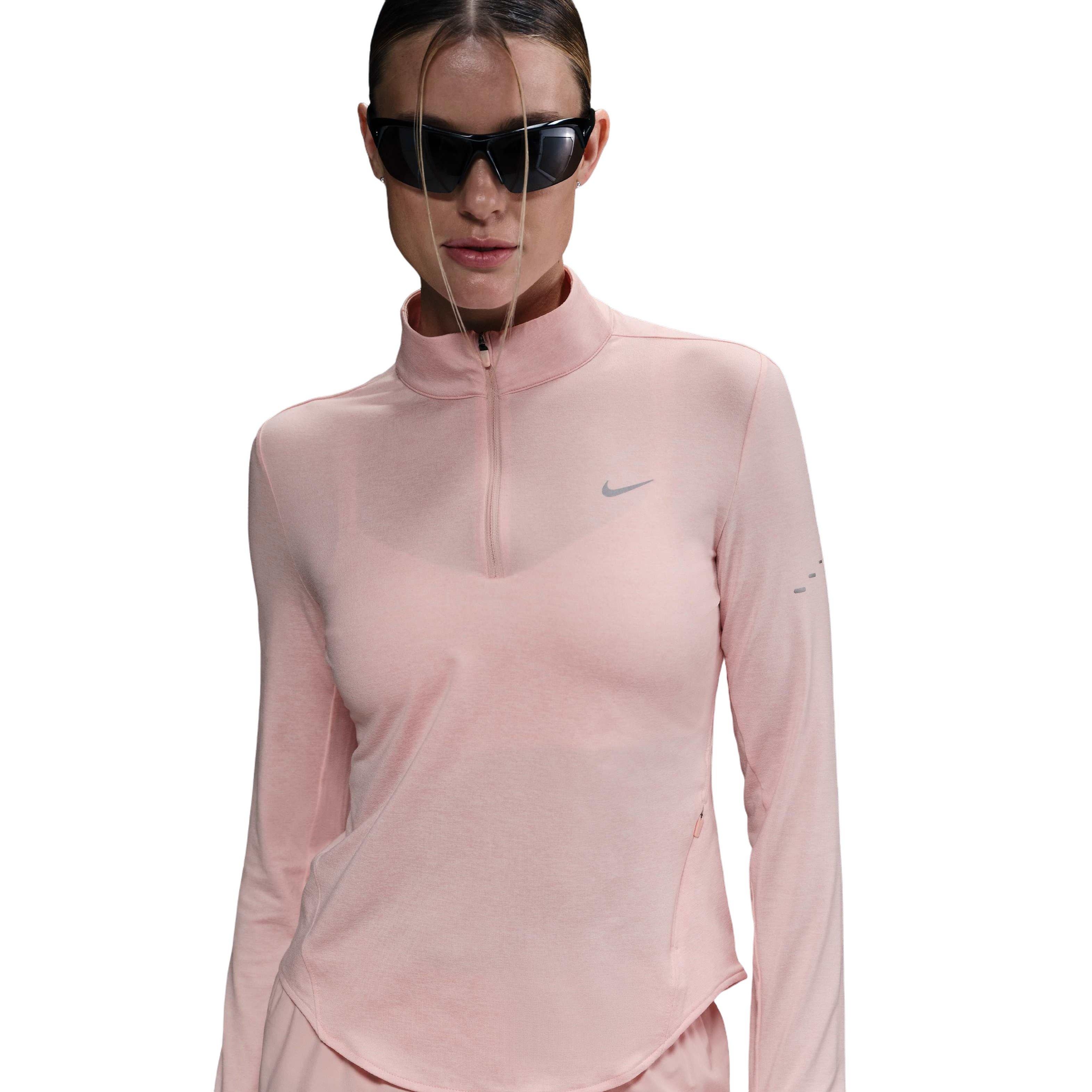 Nike Women's Swift Dri-FIT UV 1/4-Zip Running Top - PINK Thumbnail View 3