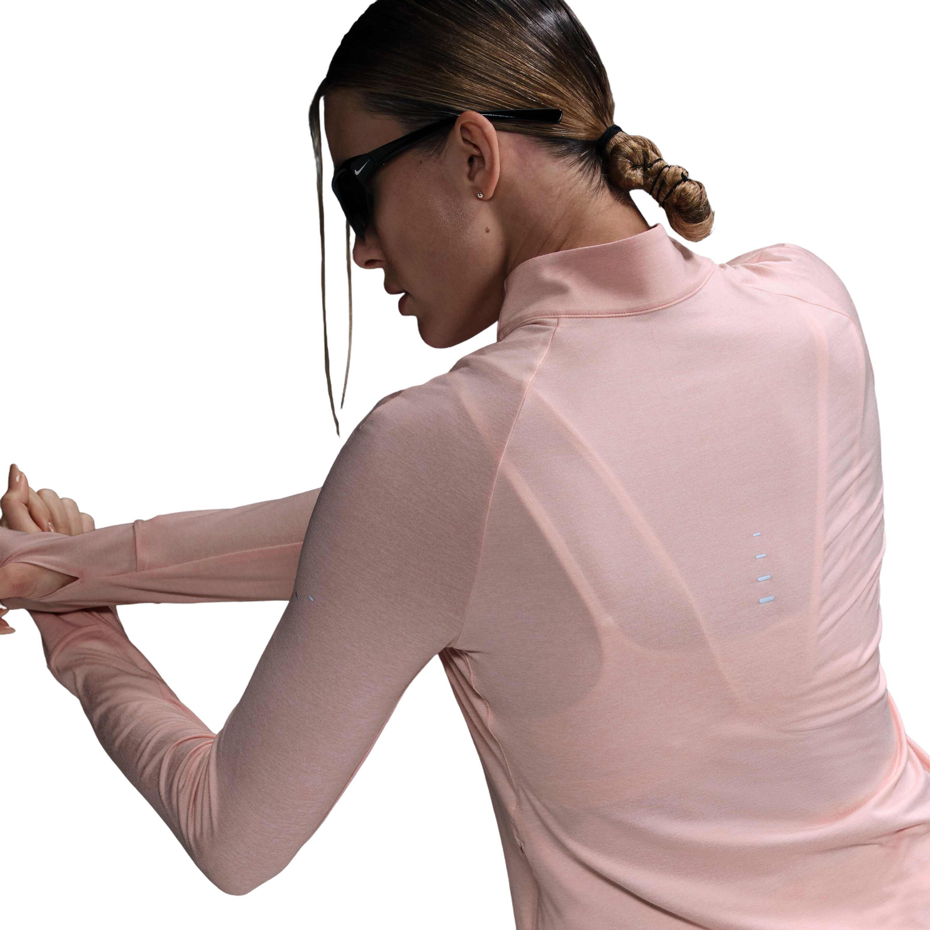 Nike Women's Swift Dri-FIT UV 1/4-Zip Running Top - PINK Thumbnail View 4