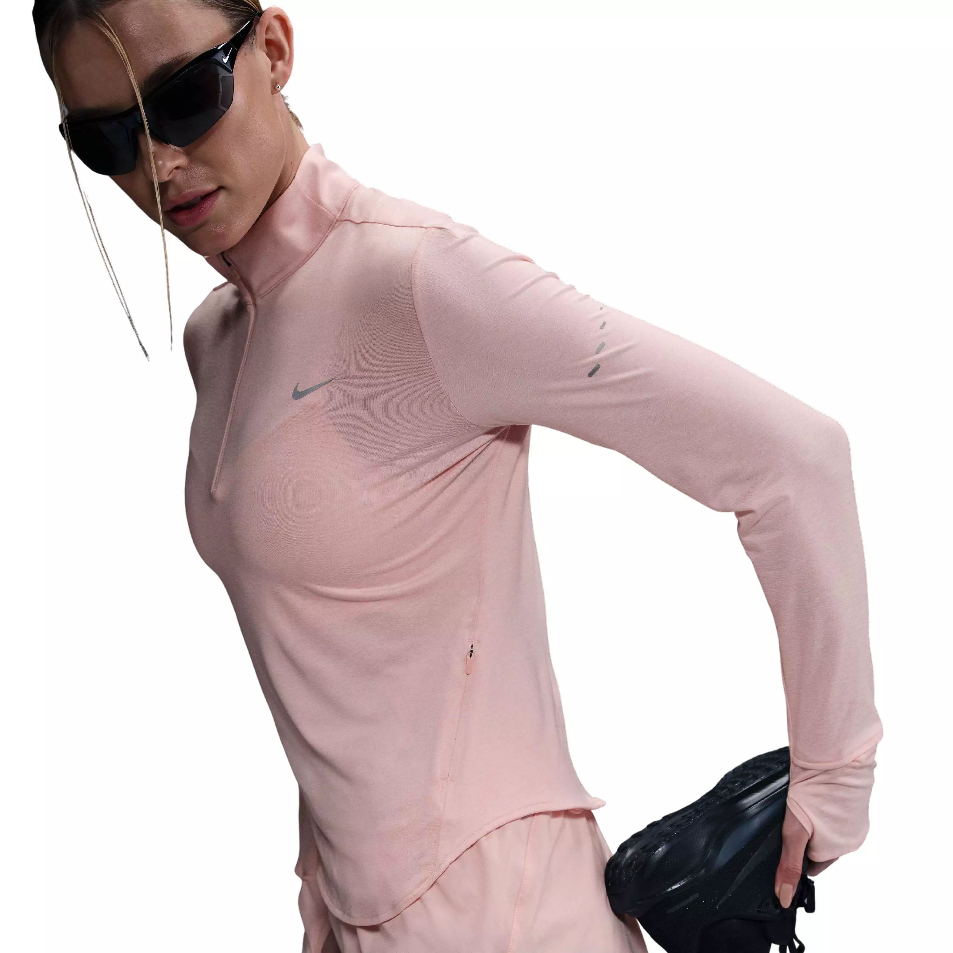 Nike Women's Swift Dri-FIT UV 1/4-Zip Running Top - PINK