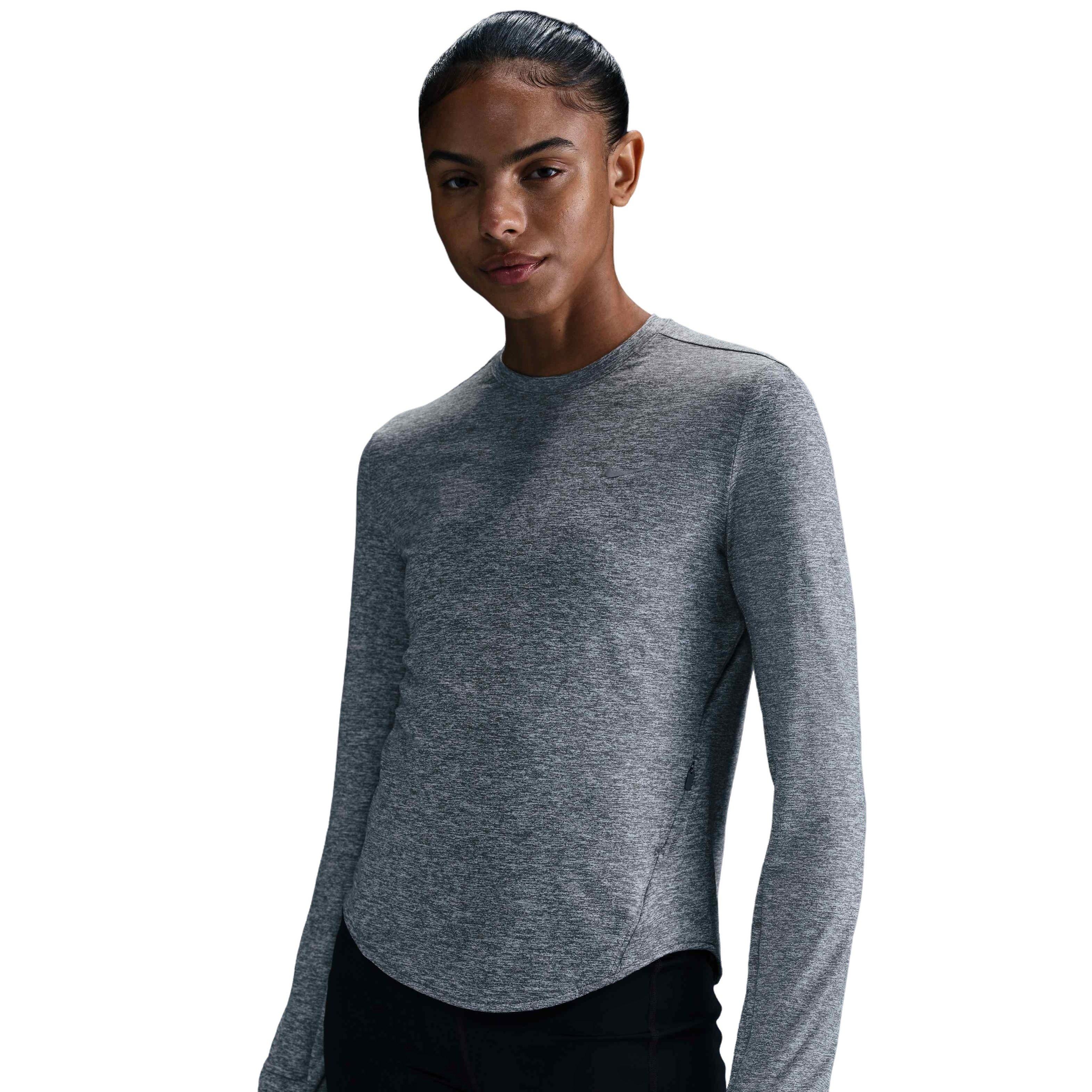 Nike Women's Swift Dri-FIT UV Long-Sleeve Crew-Neck Running Top - GREY Thumbnail View 1