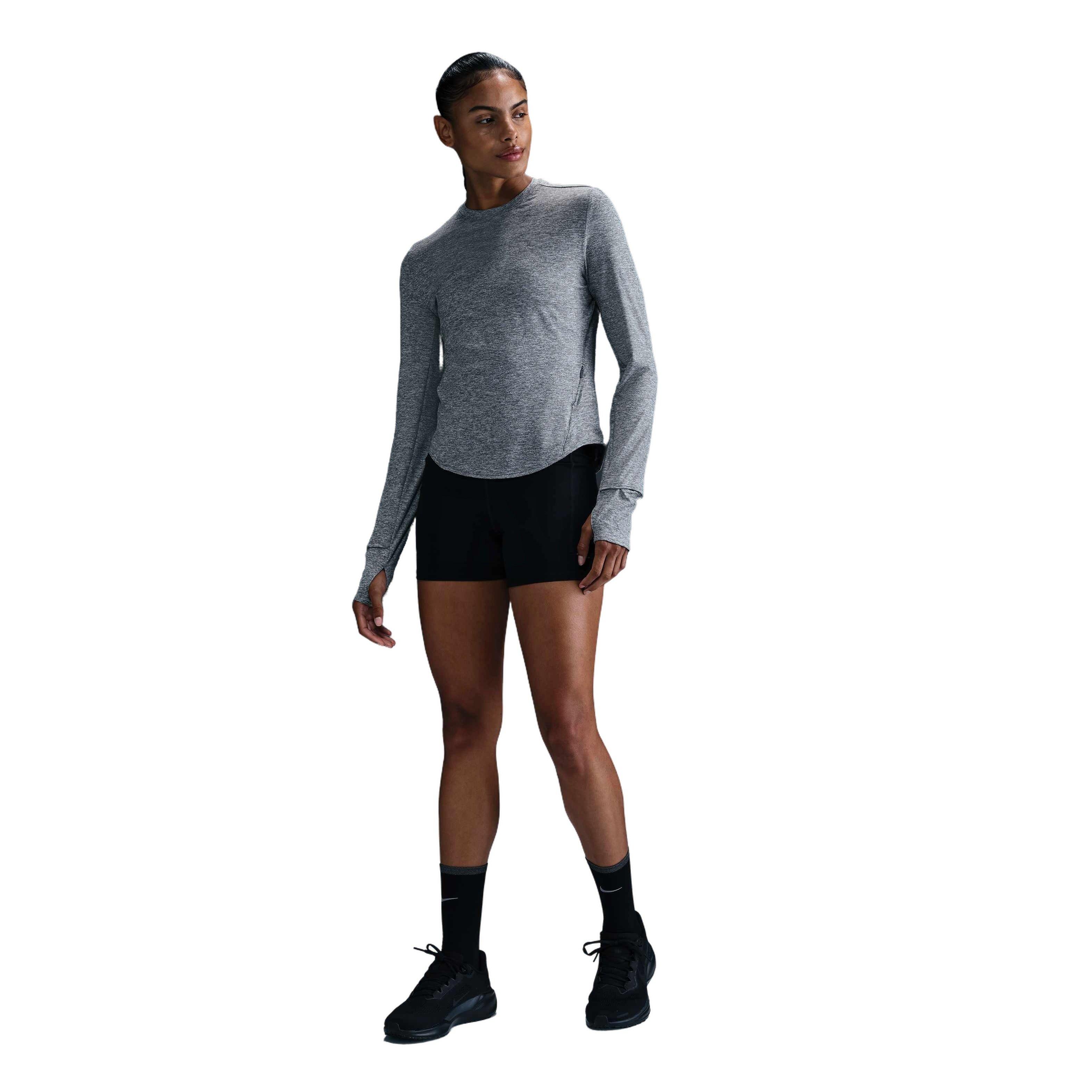 Nike Women's Swift Dri-FIT UV Long-Sleeve Crew-Neck Running Top - GREY Thumbnail View 4