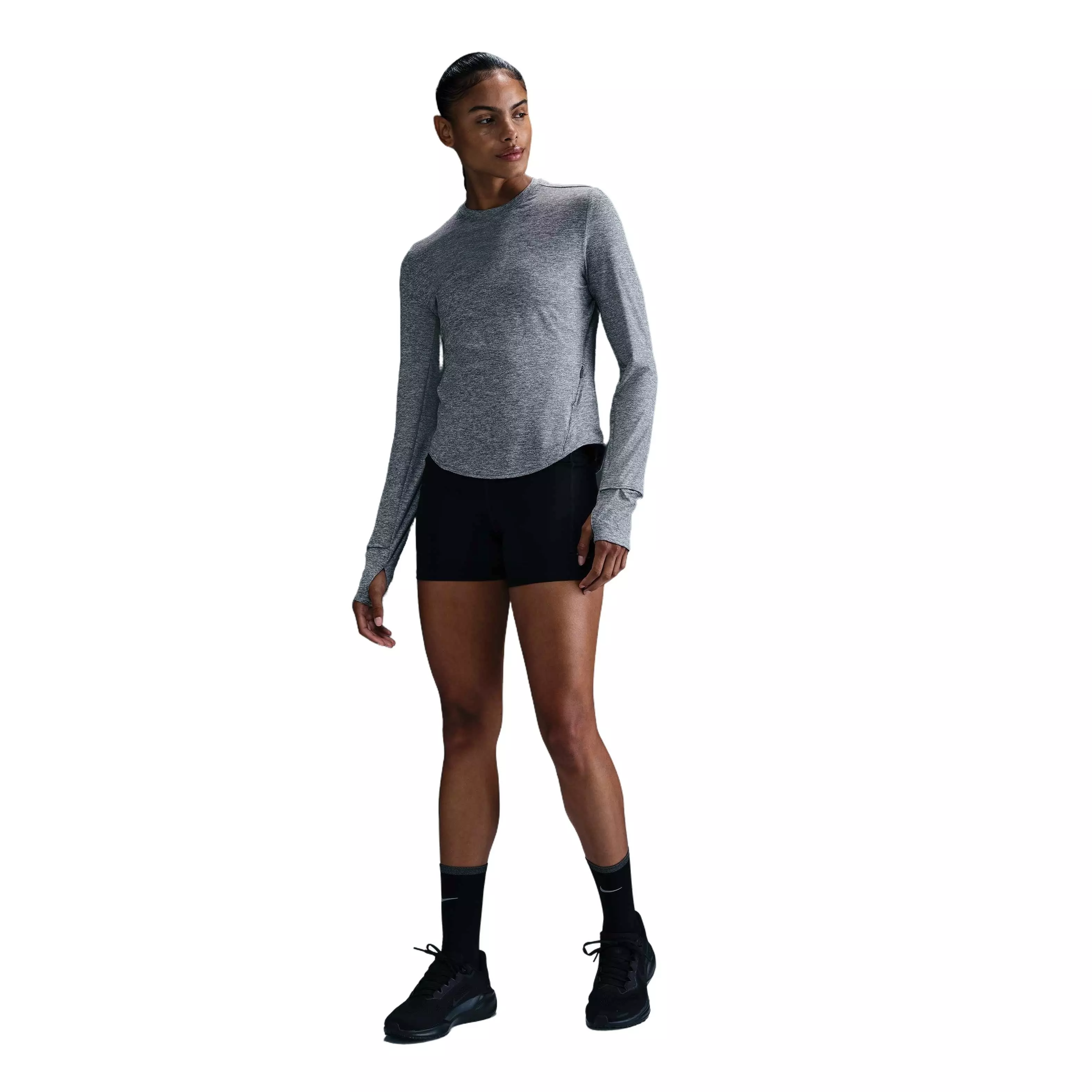 Nike Women's Swift Dri-FIT UV Long-Sleeve Crew-Neck Running Top - GREY