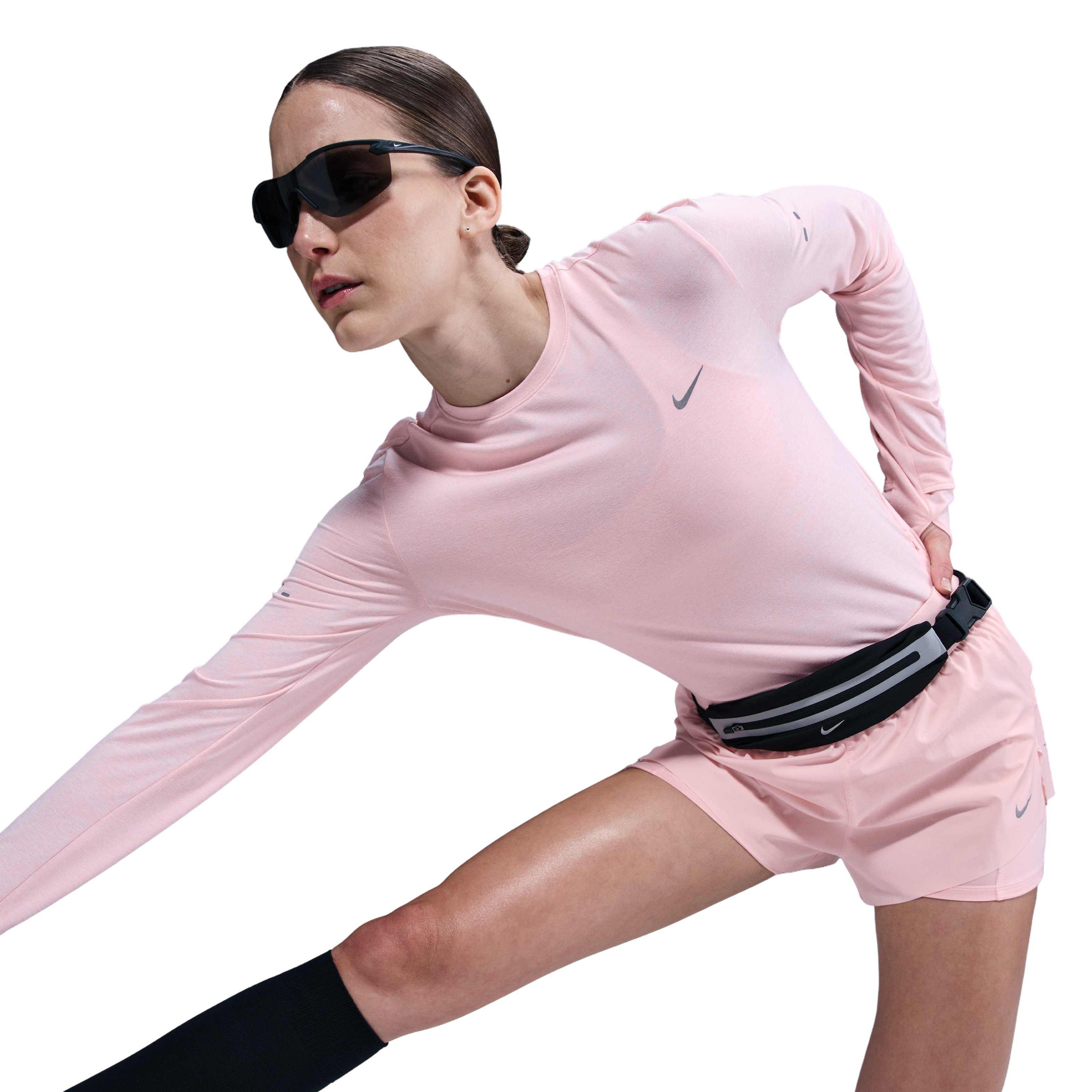 Nike Women's Swift Dri-FIT UV Long-Sleeve Crew-Neck Running Top - PINK Thumbnail View 3