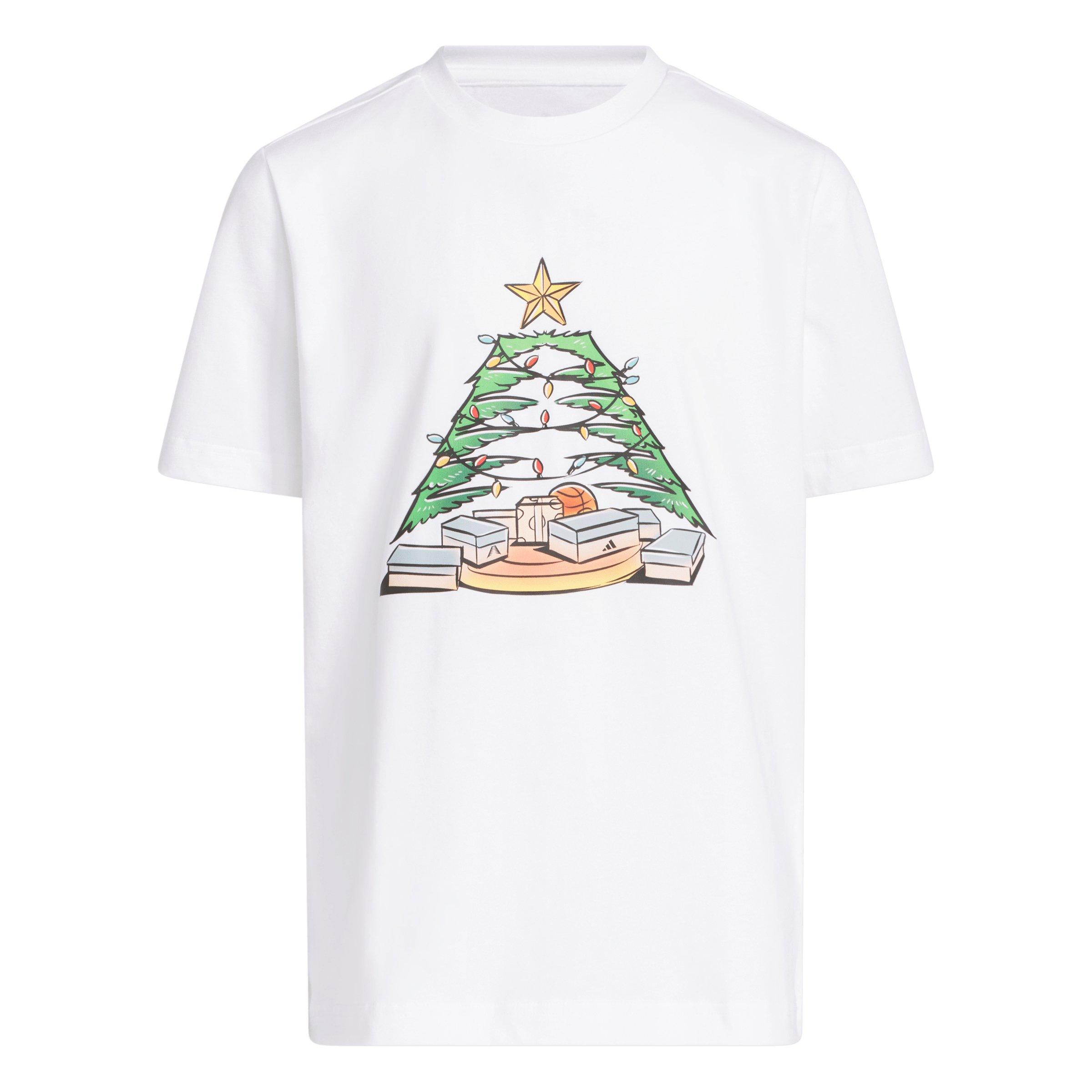adidas Anthony Edwards Big Boys' White Xmas T-Shirt