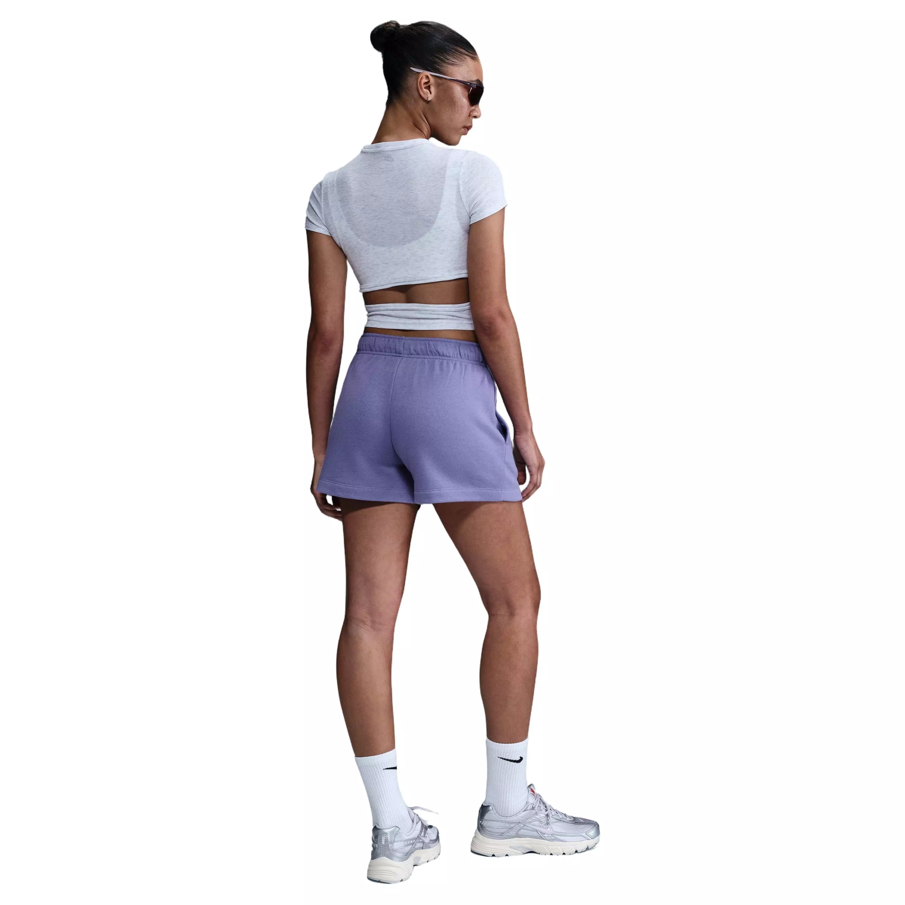 Nike Women's Sportswear Club Fleece Mid-Rise Shorts - PURPLE