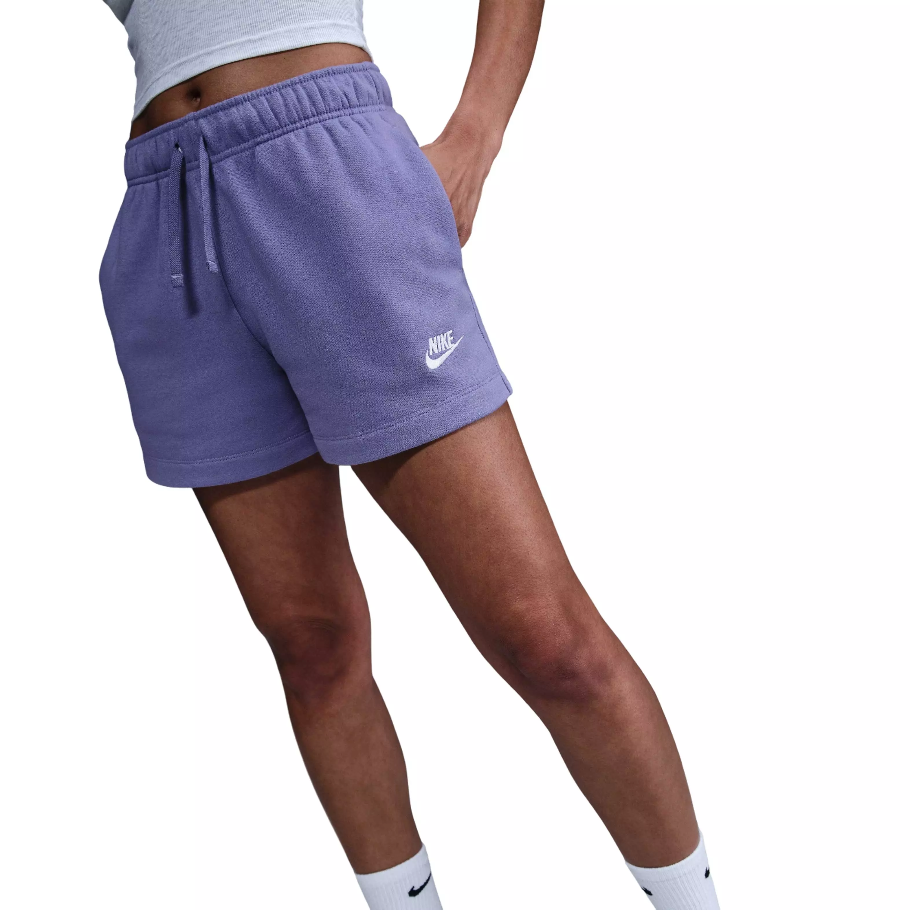 Nike Women's Sportswear Club Fleece Mid-Rise Shorts - PURPLE