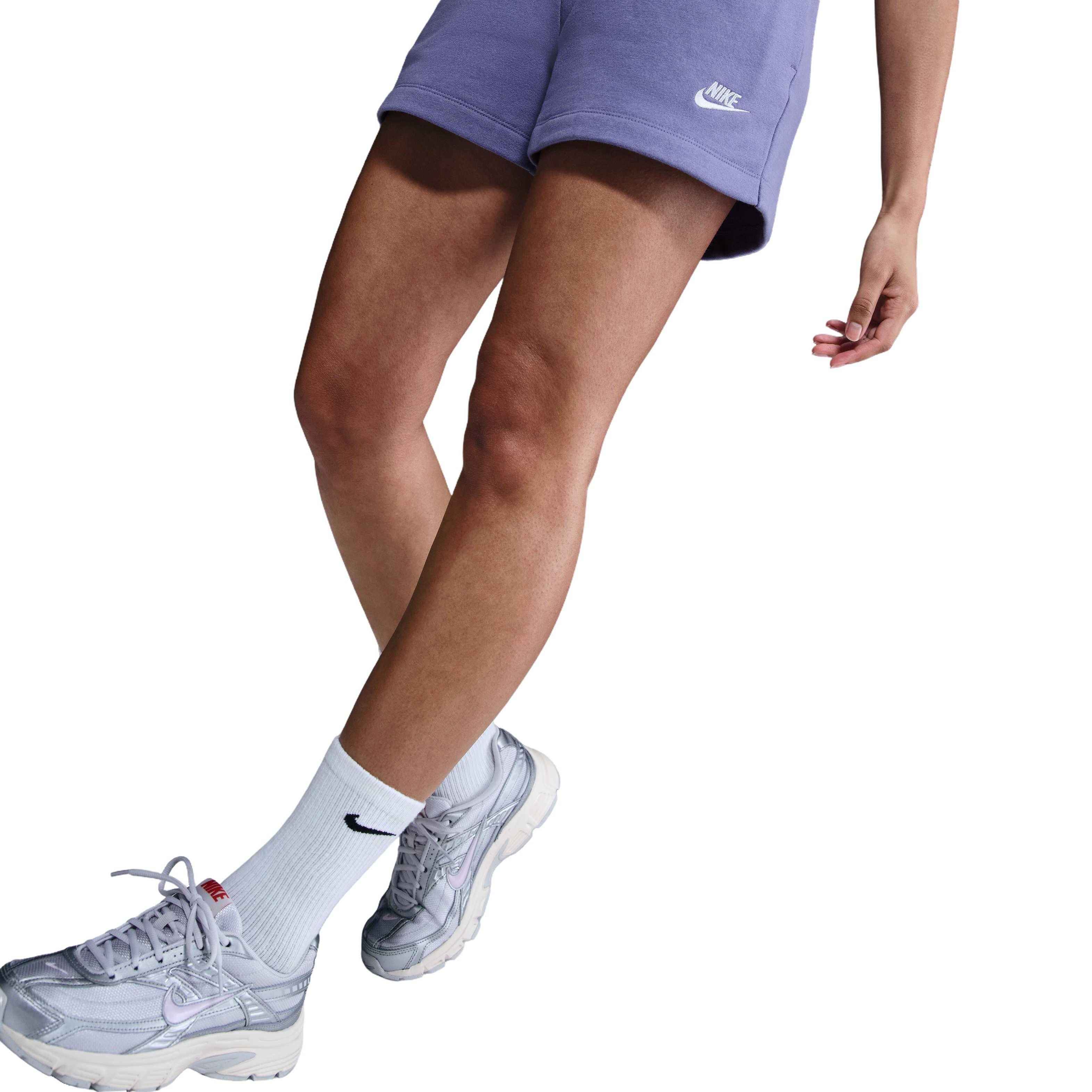 Nike Women's Sportswear Club Fleece Mid-Rise Shorts - PURPLE Thumbnail View 5