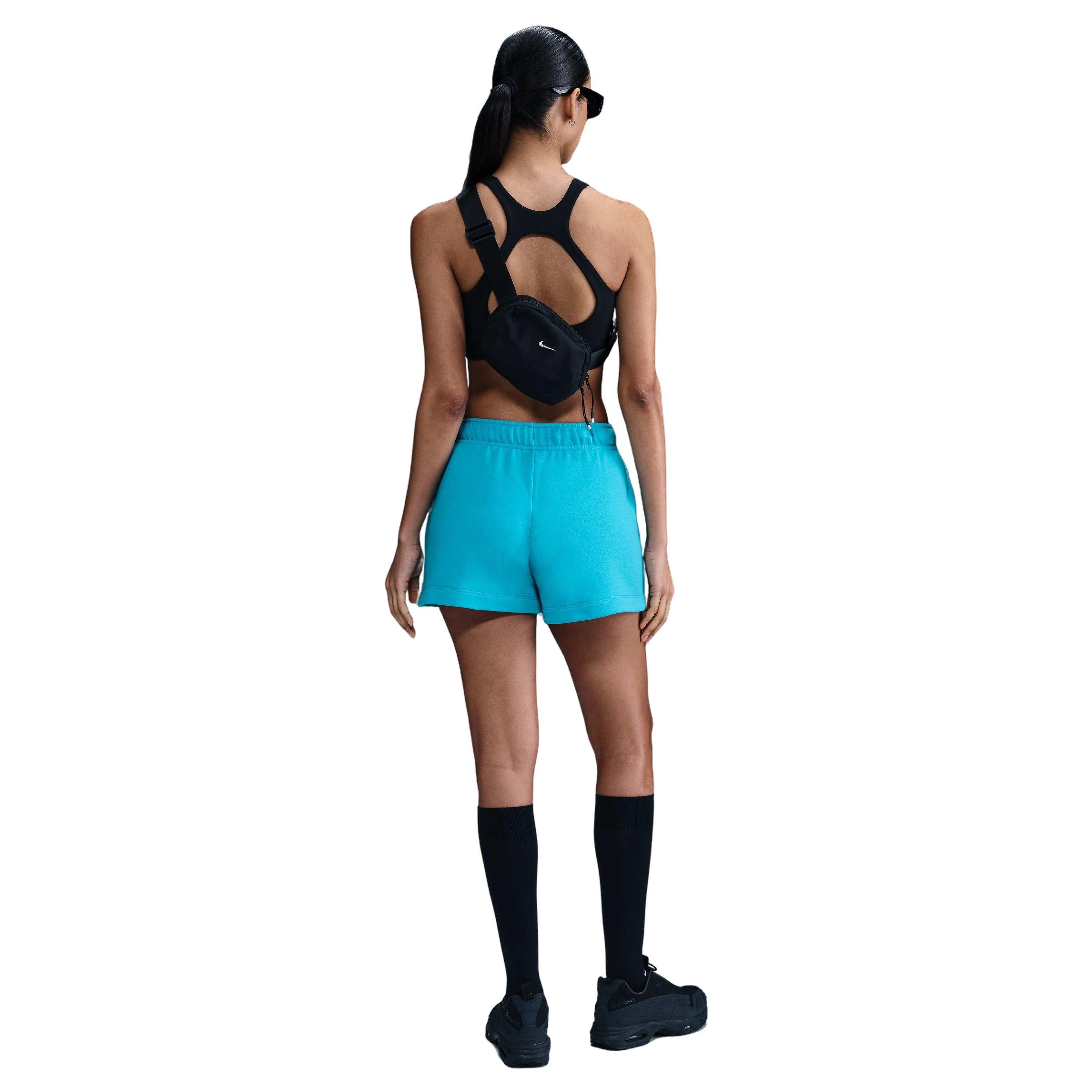 Nike Women's Sportswear Club Fleece Mid-Rise Shorts - TURQUOISE  Thumbnail View 2