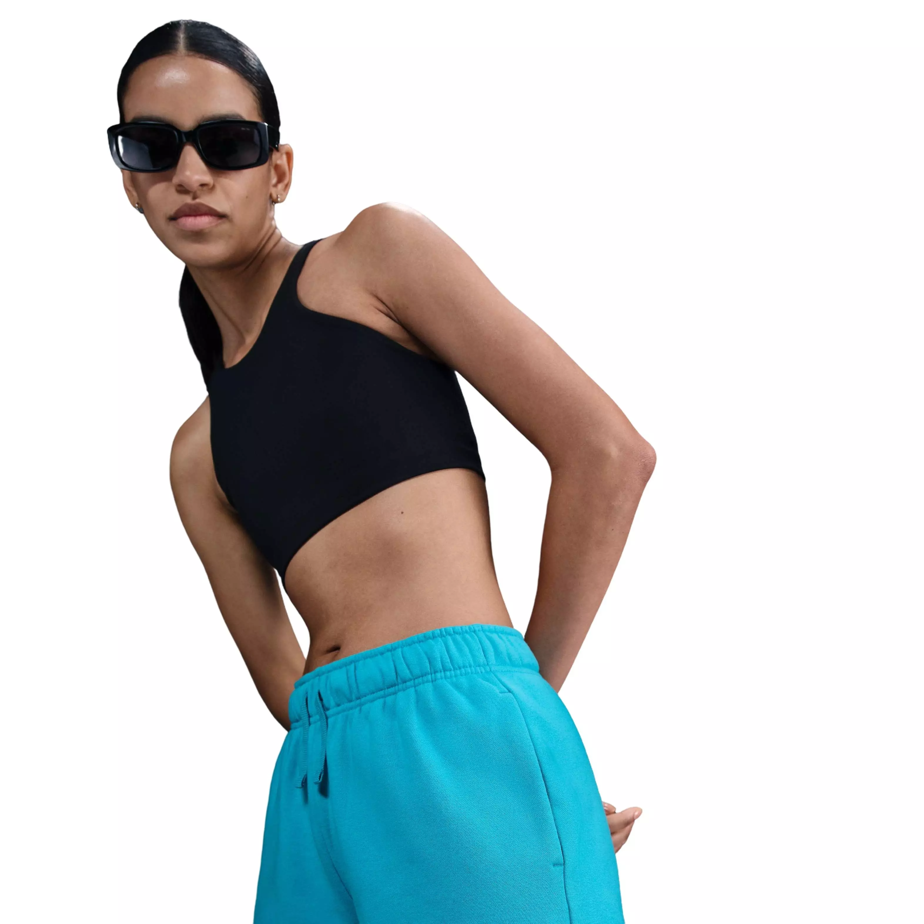 Nike Women's Sportswear Club Fleece Mid-Rise Shorts - TURQUOISE 