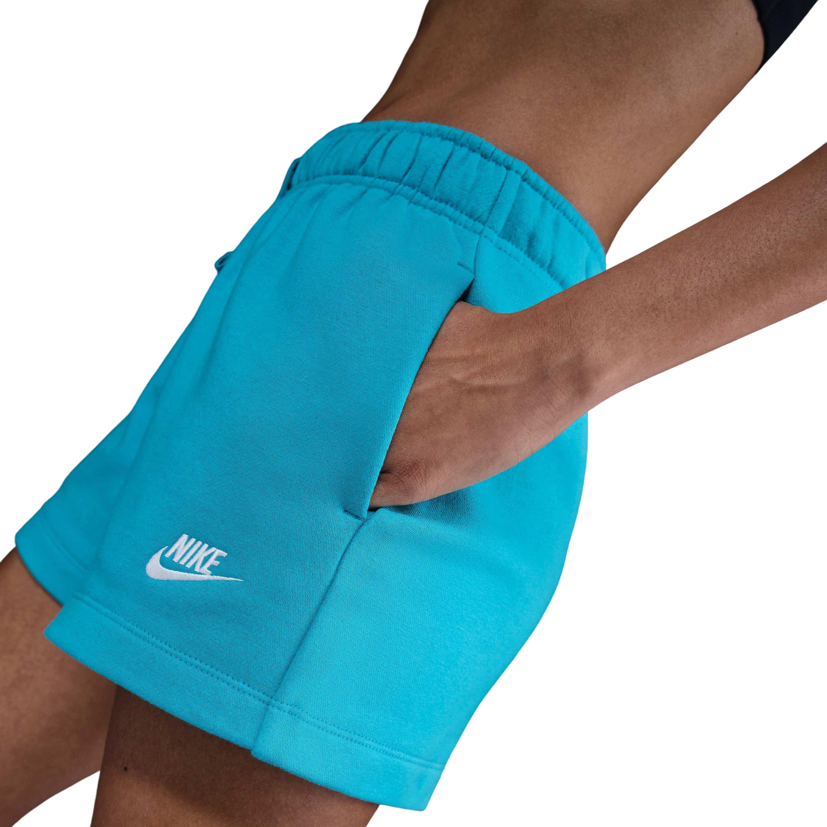 Nike Women's Sportswear Club Fleece Mid-Rise Shorts - TURQUOISE  Thumbnail View 4