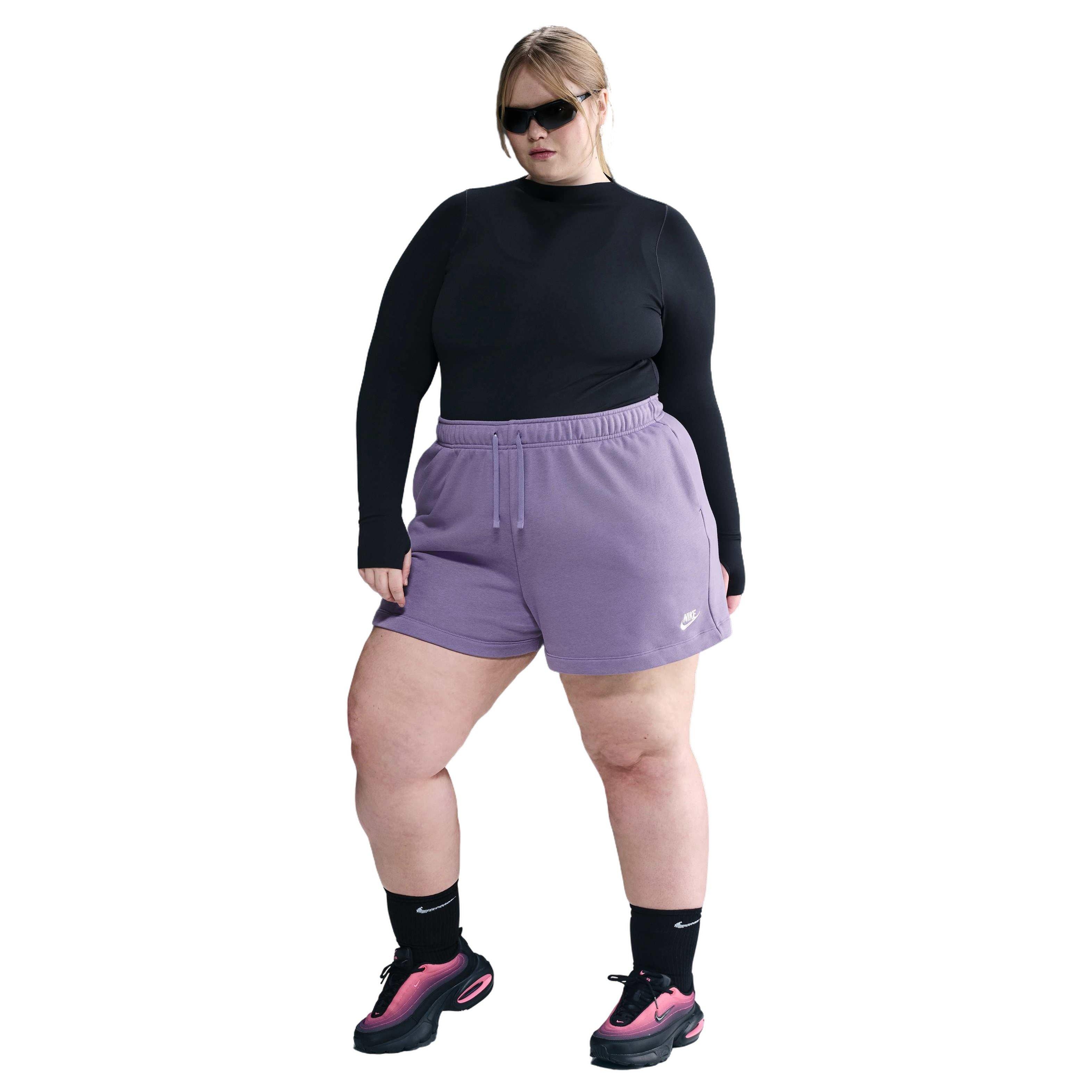 Nike Women's Sportswear Fleece Club Mid-Rise Shorts -Purple - PURPLE Thumbnail View 1