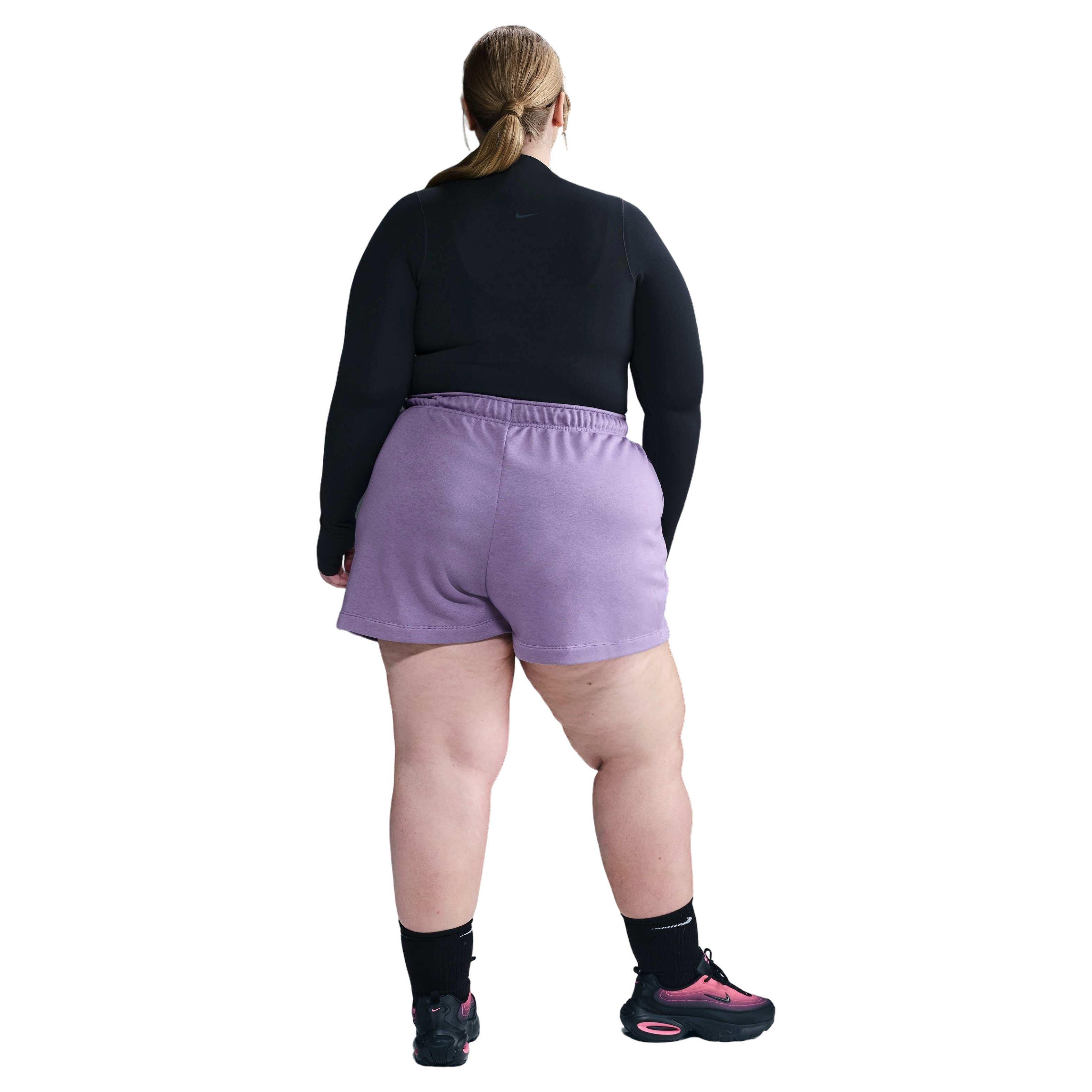Nike Women's Sportswear Fleece Club Mid-Rise Shorts - Purple - PURPLE Thumbnail View 2