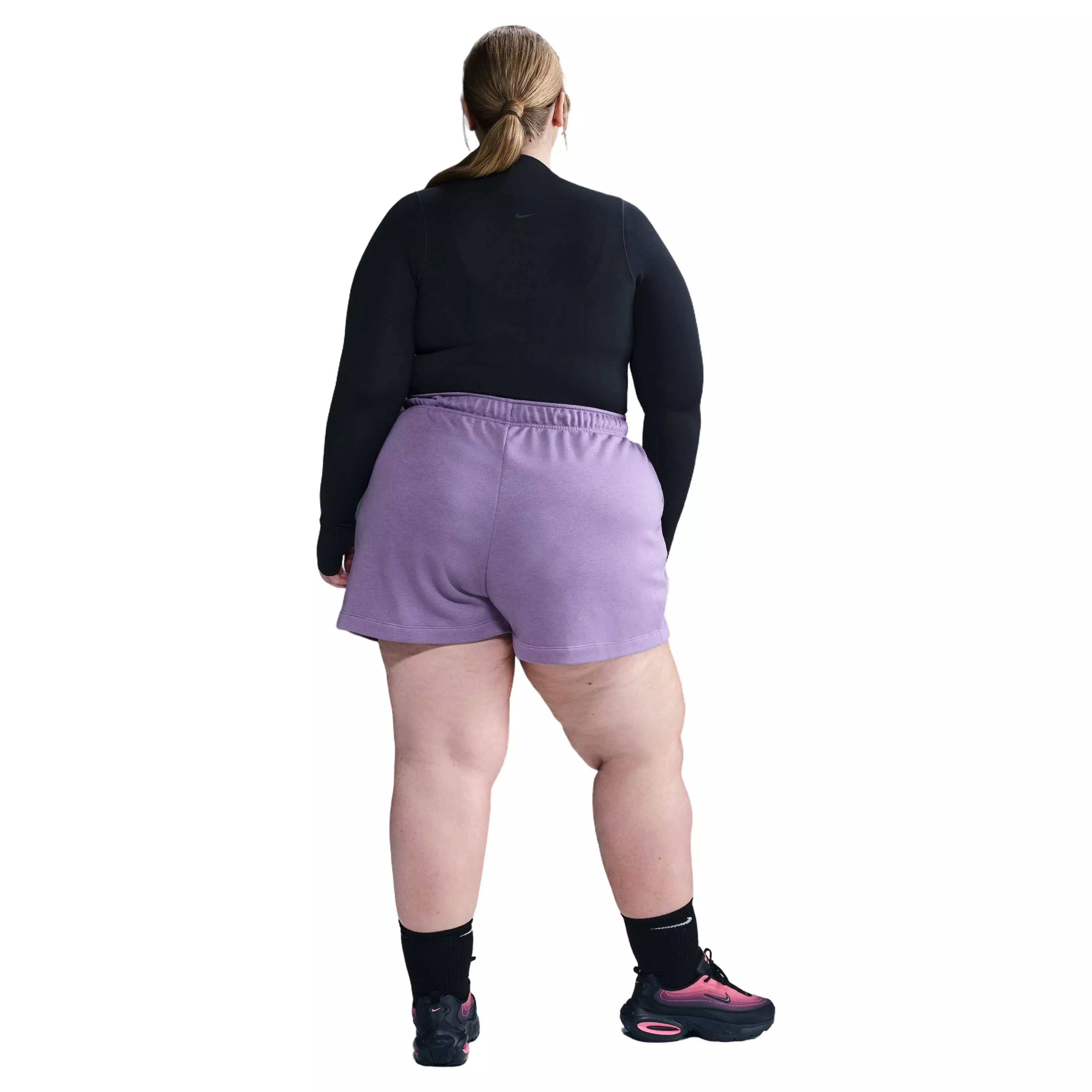 Nike Women's Sportswear Fleece Club Mid-Rise Shorts - Purple - PURPLE