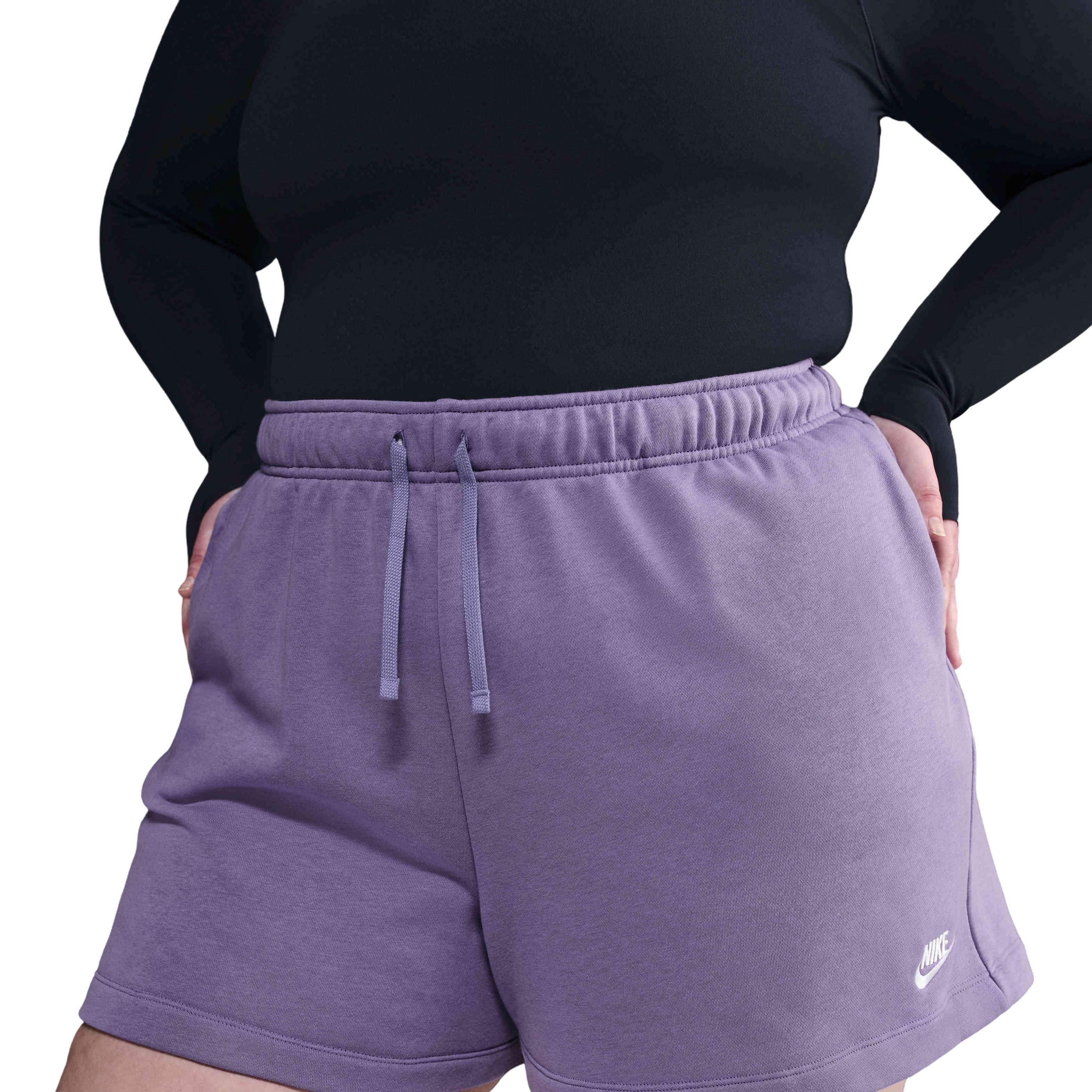 Nike Women's Sportswear Fleece Club Mid-Rise Shorts -Purple - PURPLE Thumbnail View 3