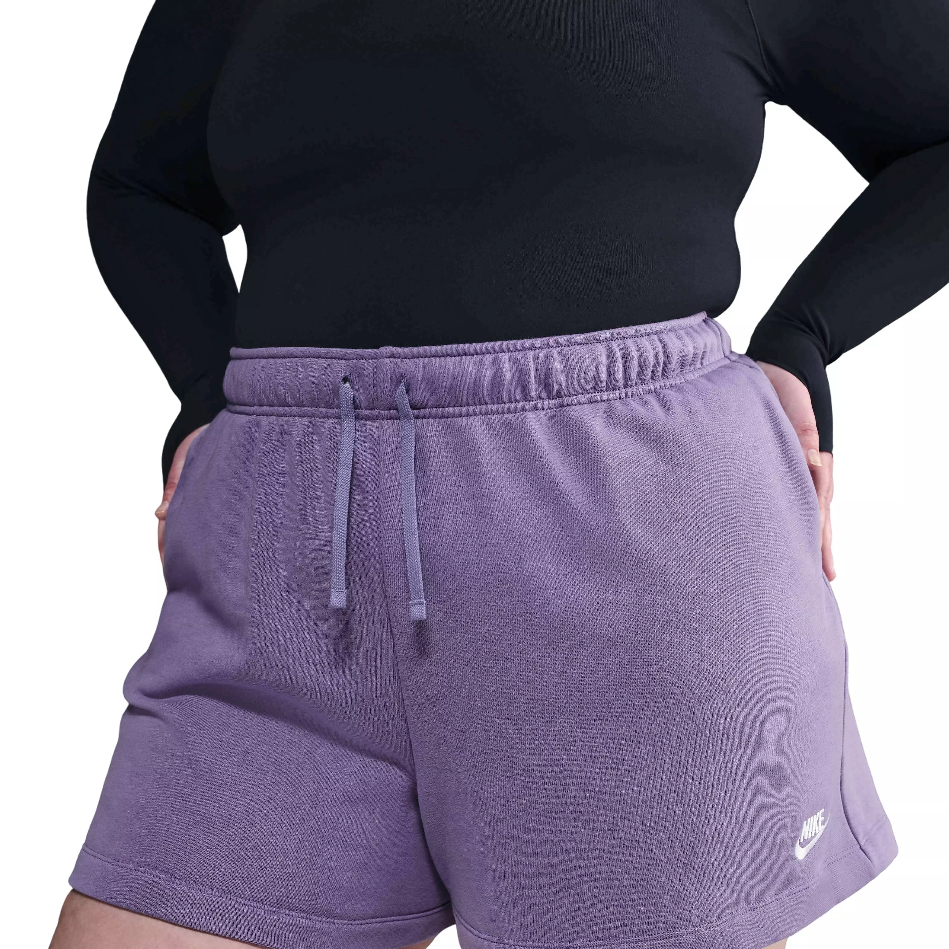 Nike Women's Sportswear Fleece Club Mid-Rise Shorts -Purple - PURPLE