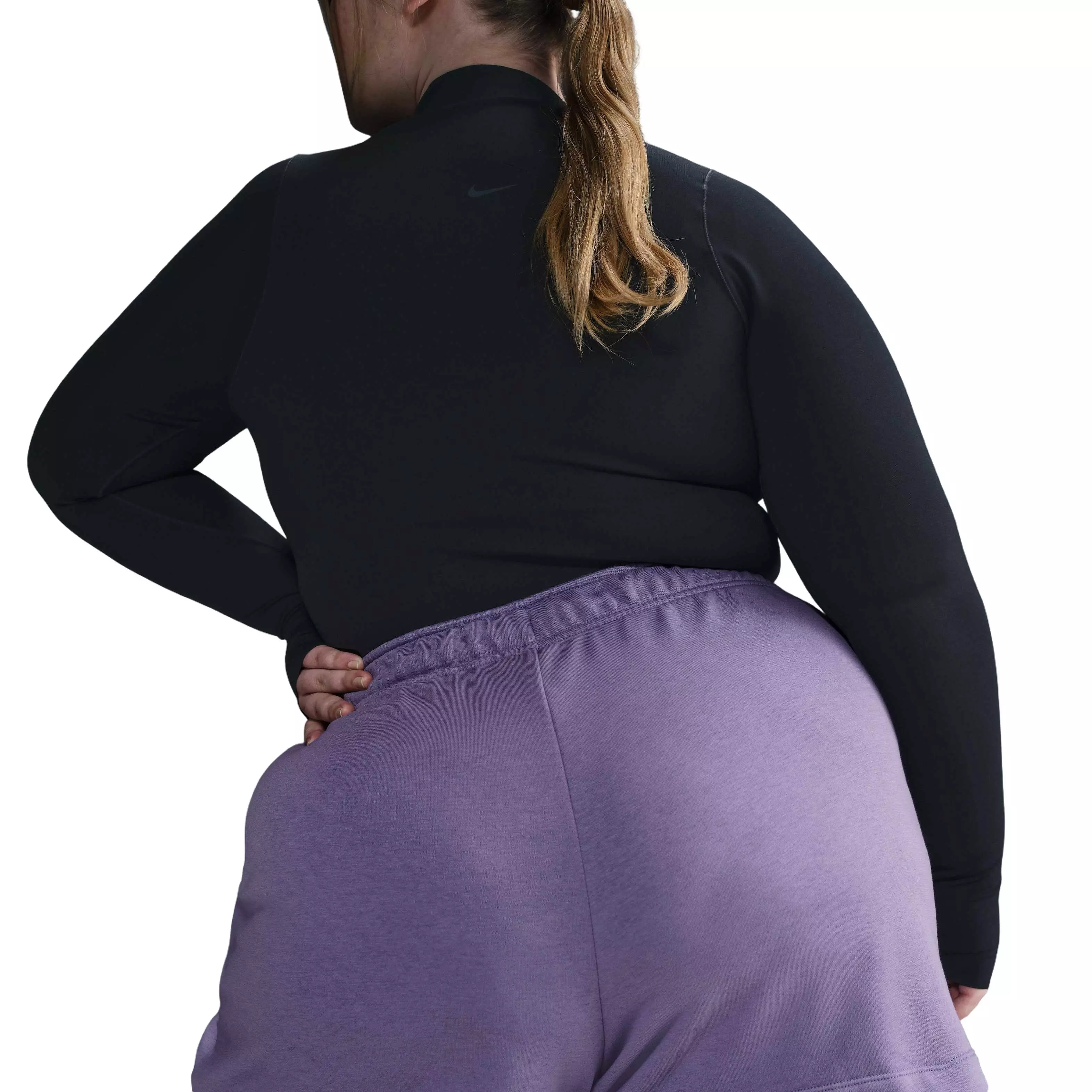 Nike Women's Sportswear Fleece Club Mid-Rise Shorts -Purple - PURPLE