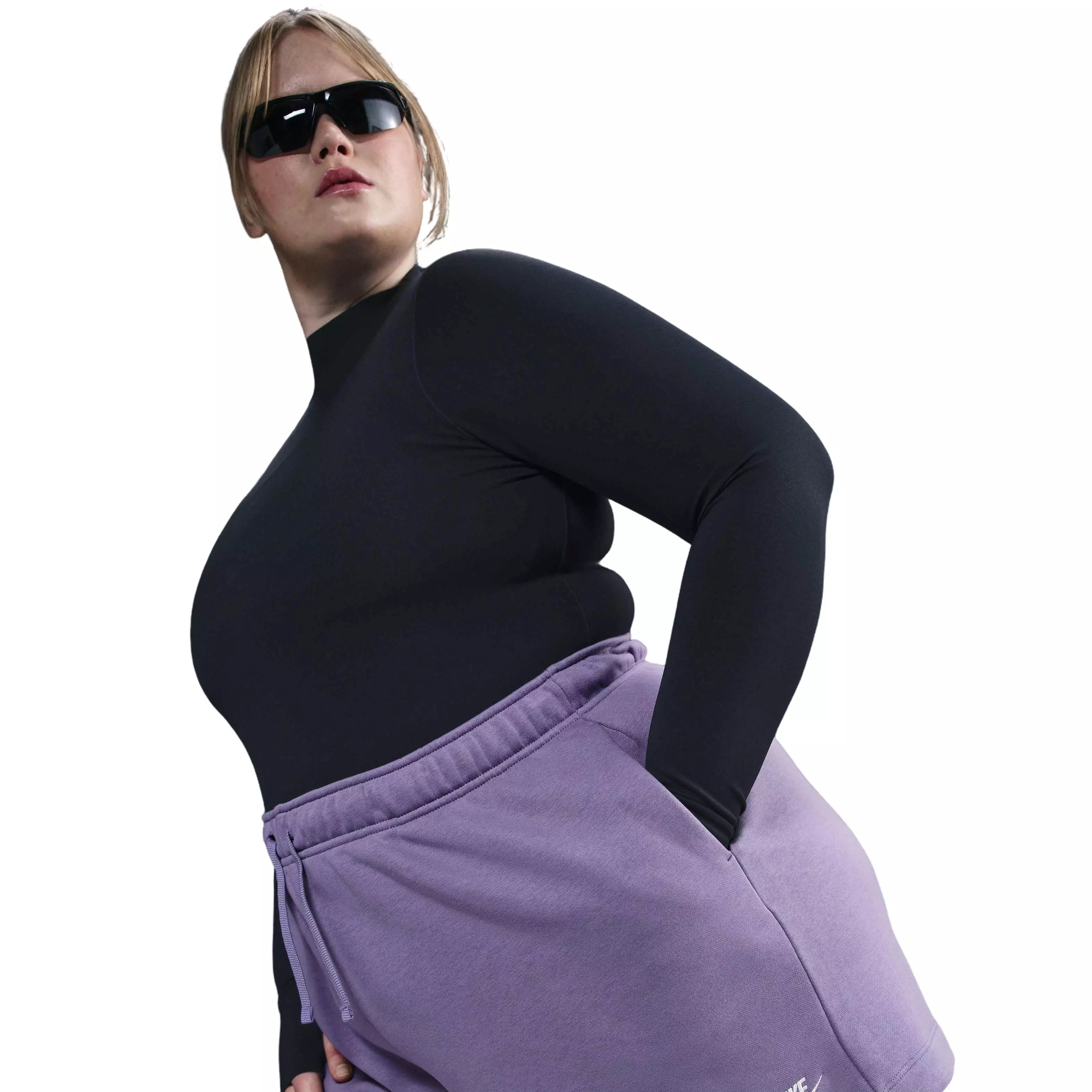 Nike Women's Sportswear Fleece Club Mid-Rise Shorts -Purple - PURPLE