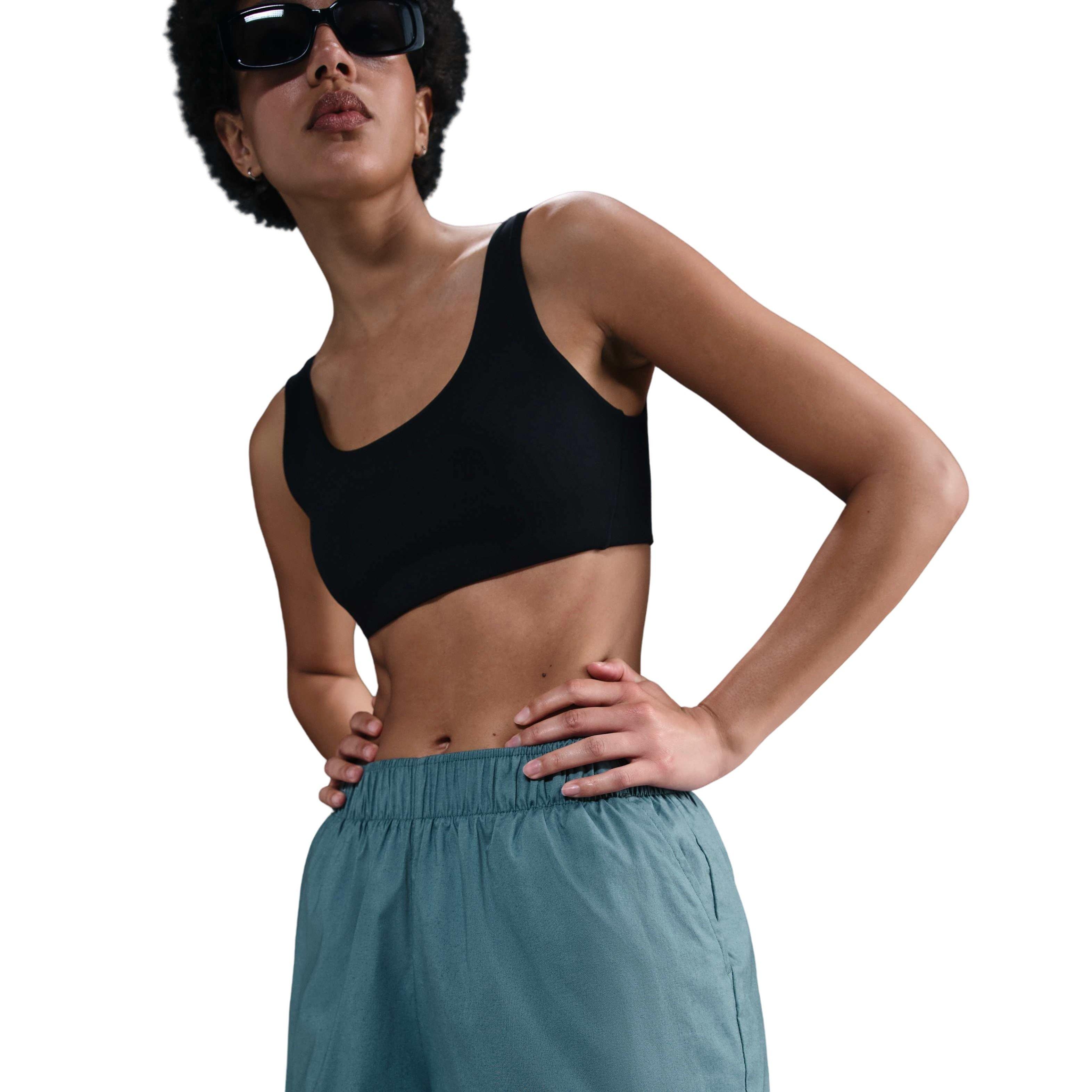 Nike Women's Sportswear Chill Poplin Mid-Rise 5" Shorts - BLUE Thumbnail View 3