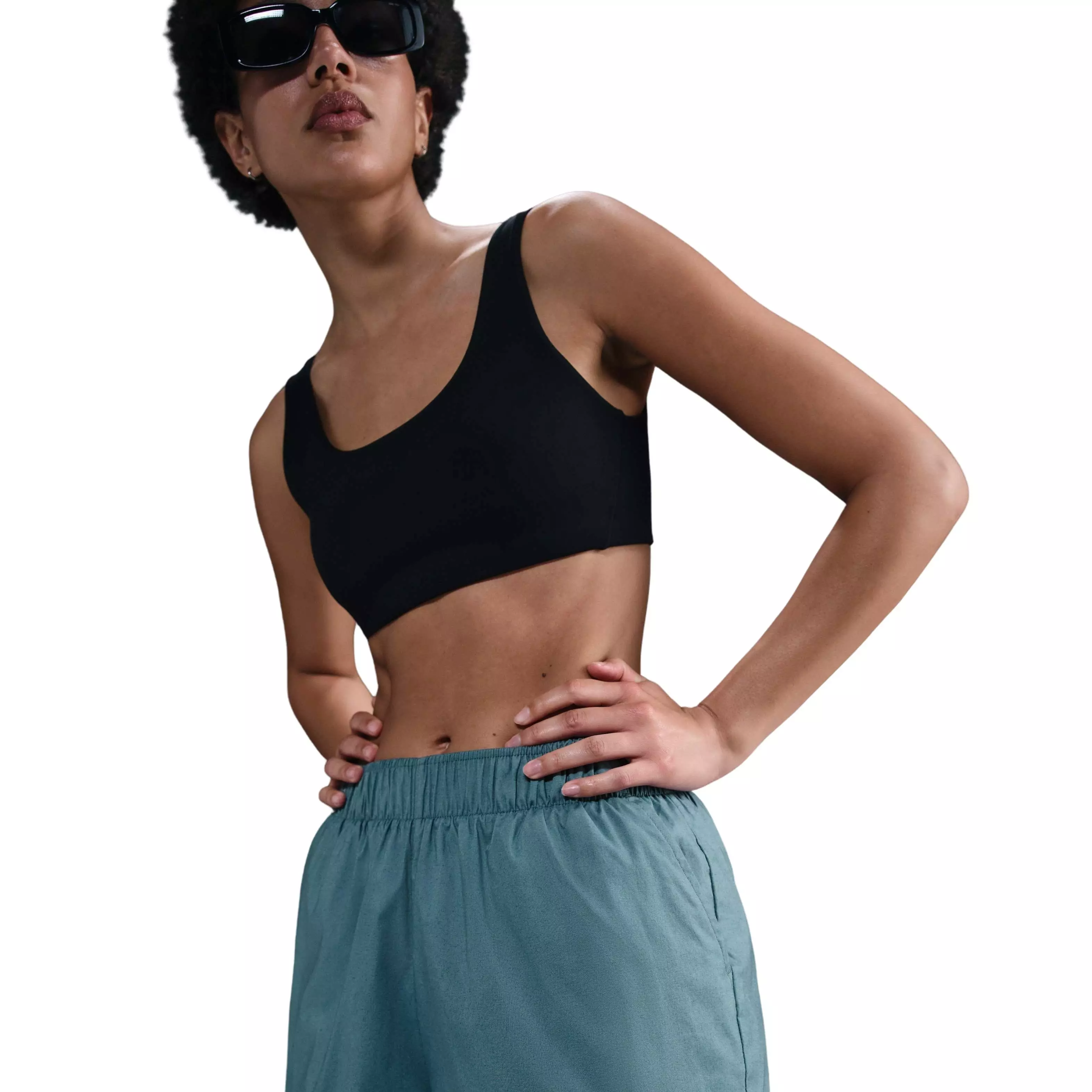 Nike Women's Sportswear Chill Poplin Mid-Rise 5" Shorts - BLUE