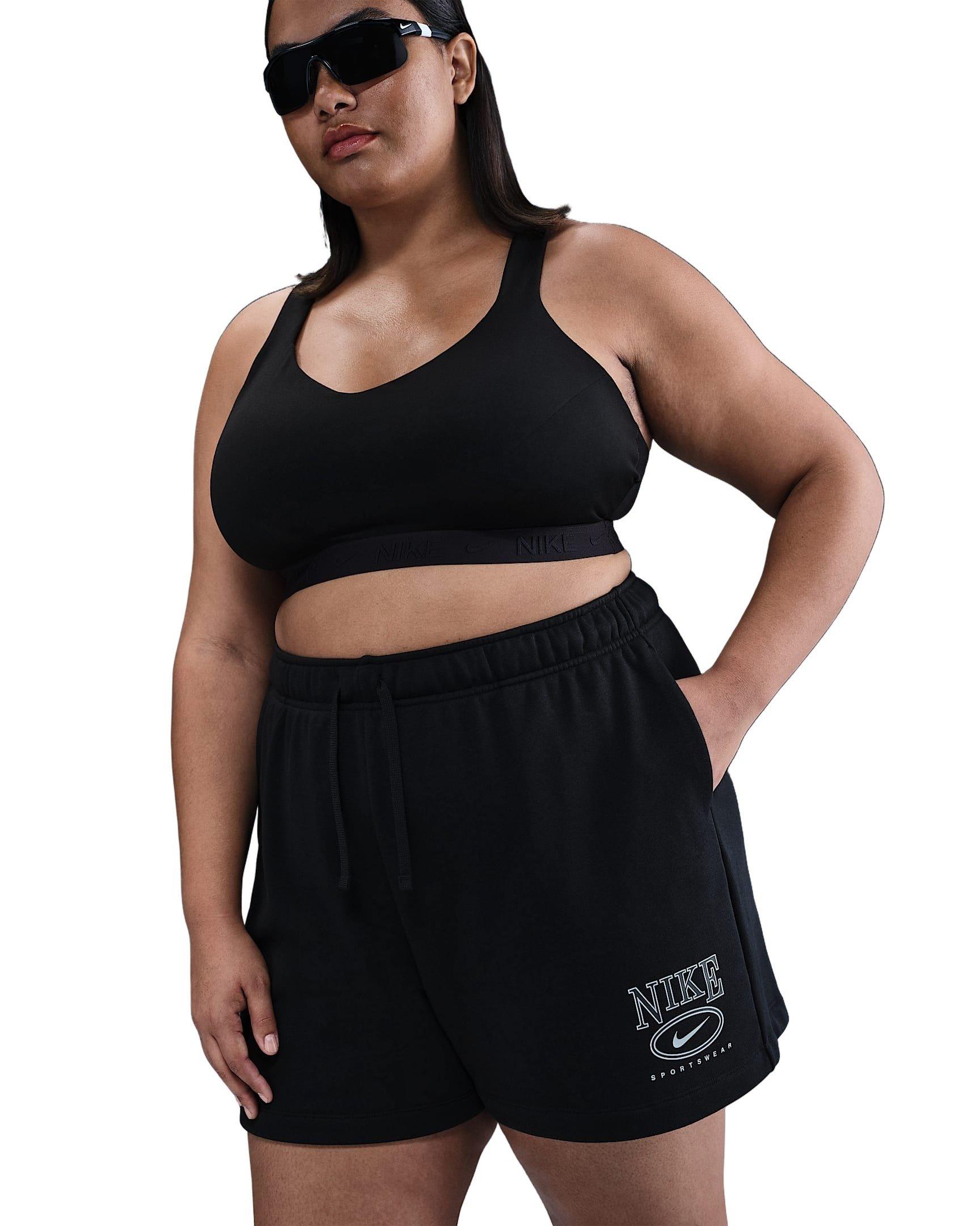 Nike Women's Sportswear Club Fleece 4" Mid-Rise Graphic Shorts - BLACK Thumbnail View 1