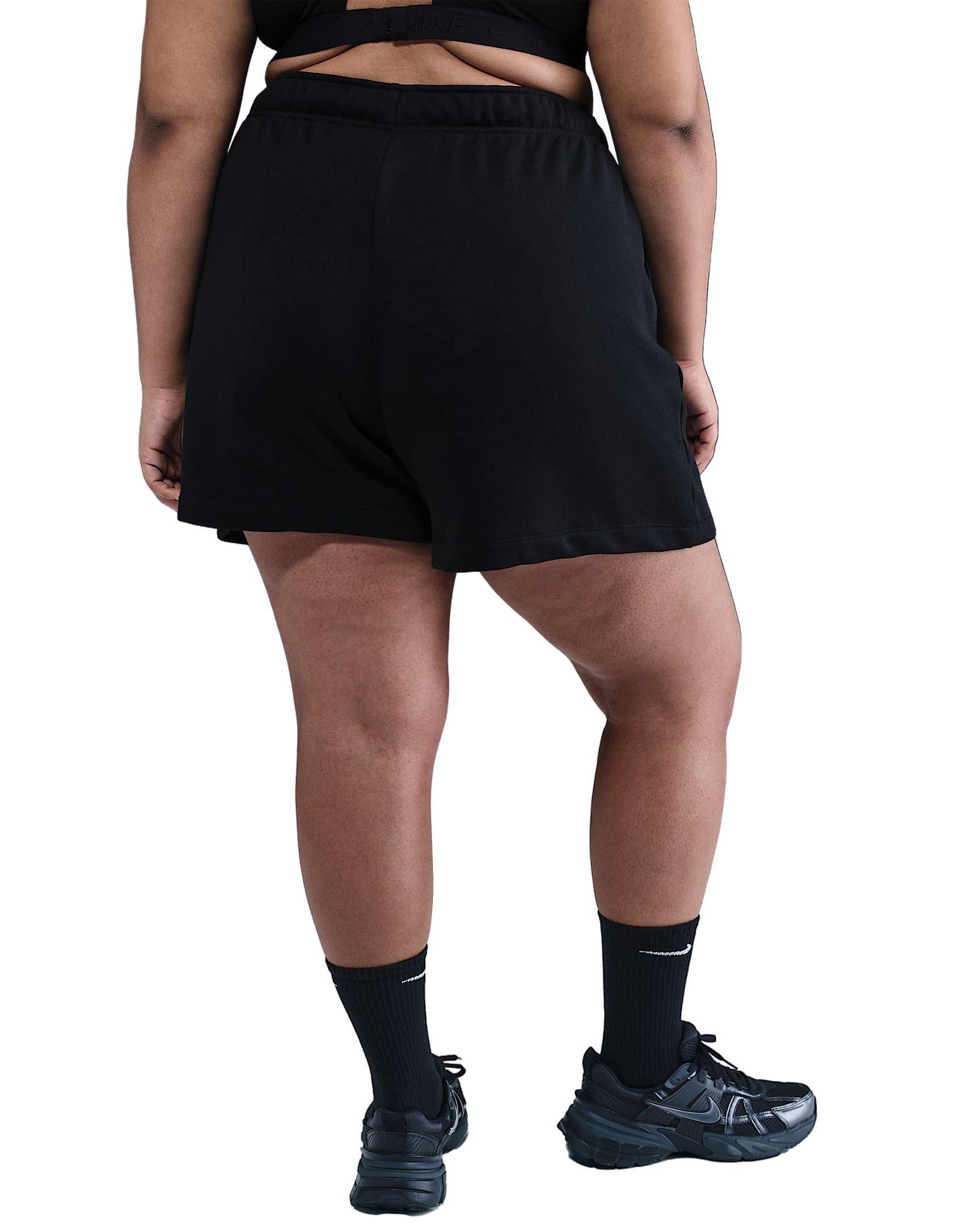 Nike Women's Sportswear Club Fleece 4" Mid-Rise Graphic Shorts - BLACK Thumbnail View 2