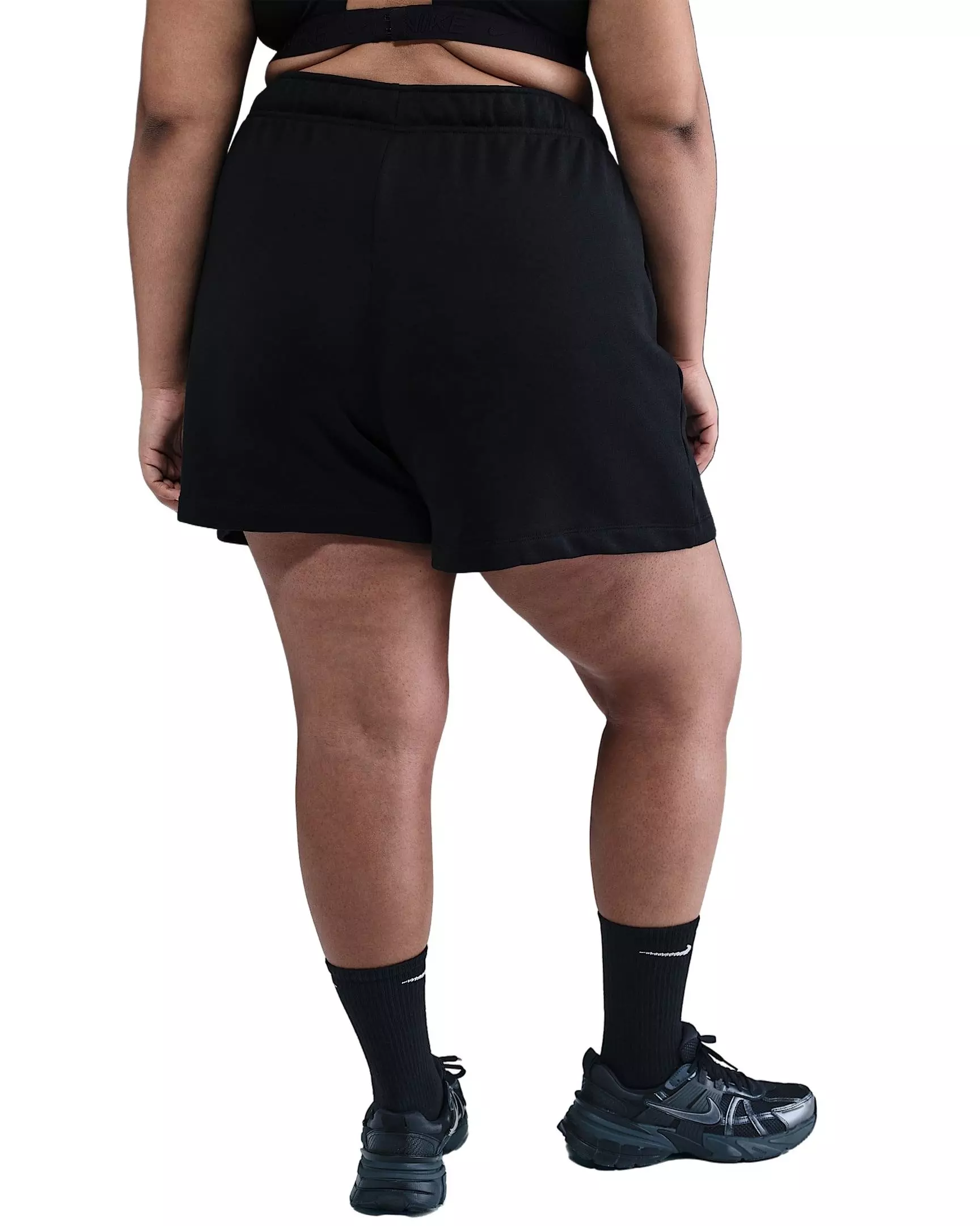 Nike Women's Sportswear Club Fleece 4" Mid-Rise Graphic Shorts - BLACK